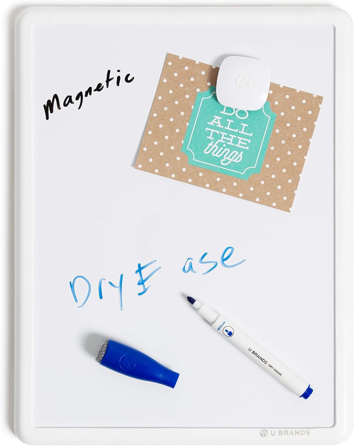 image:imageU Brands Contempo Magnetic Small Whiteboard 85 x 11 White Modern Frame Mini White Board for Students Fridge and Locker Dry Erase Board Includes Marker amp Magnet1 Boards 4 Markers 1 Magnet