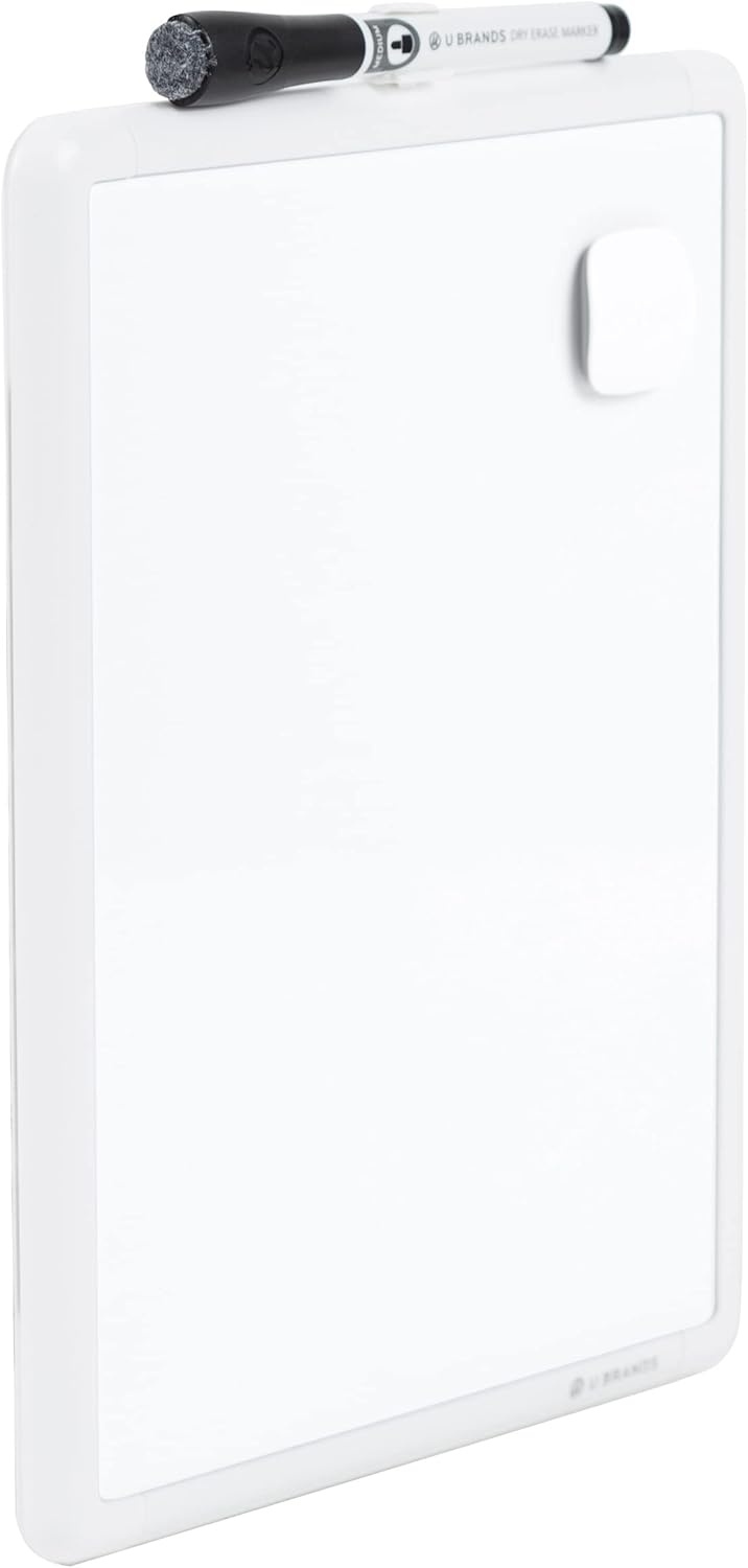 image:imageU Brands Contempo Magnetic Small Whiteboard 85 x 11 White Modern Frame Mini White Board for Students Fridge and Locker Dry Erase Board Includes Marker amp Magnet1 Board 1 Marker 1 Magnet