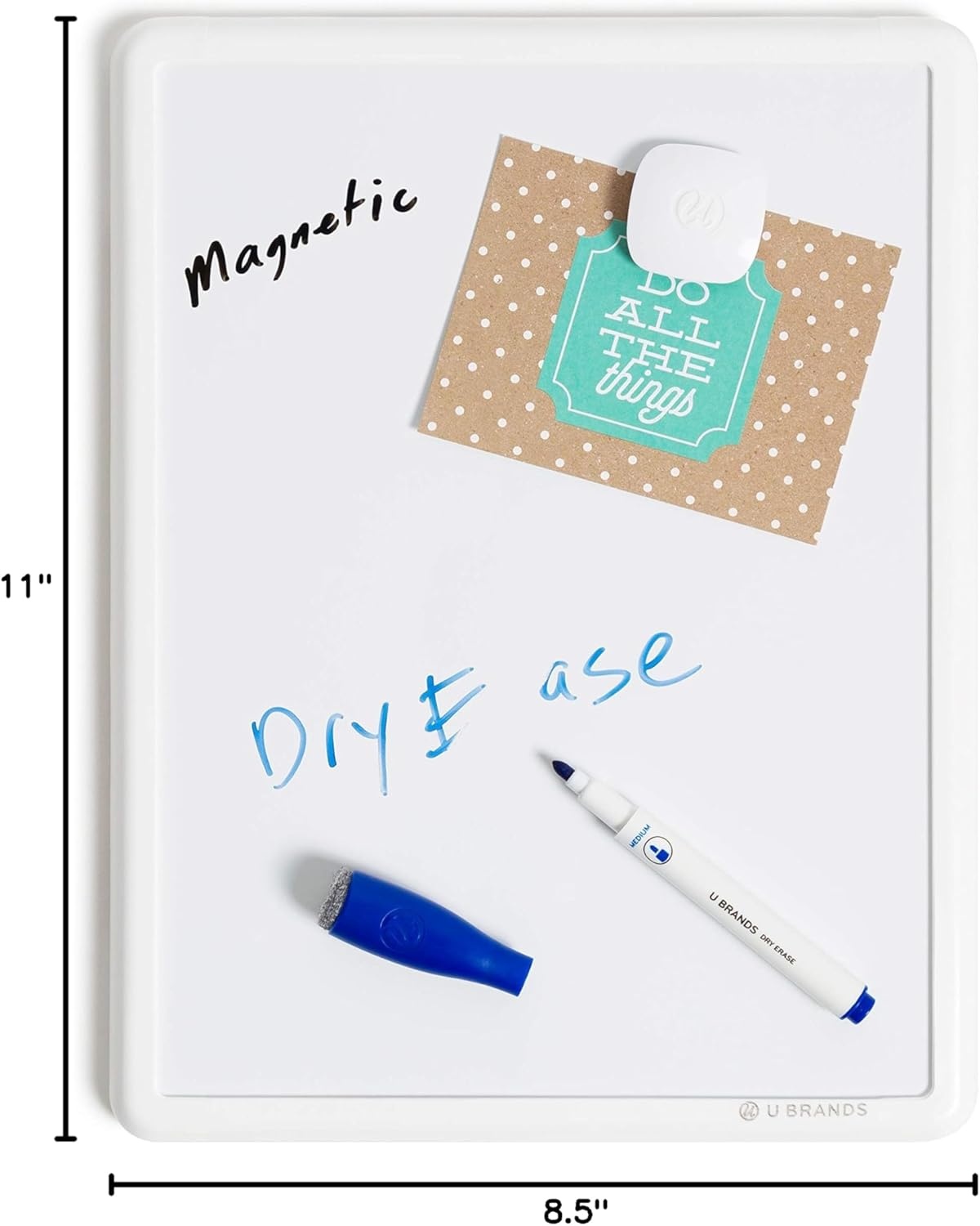 image:imageU Brands Contempo Magnetic Small Whiteboard 85 x 11 White Modern Frame Mini White Board for Students Fridge and Locker Dry Erase Board Includes Marker amp Magnet1 Boards 4 Markers 1 Magnet
