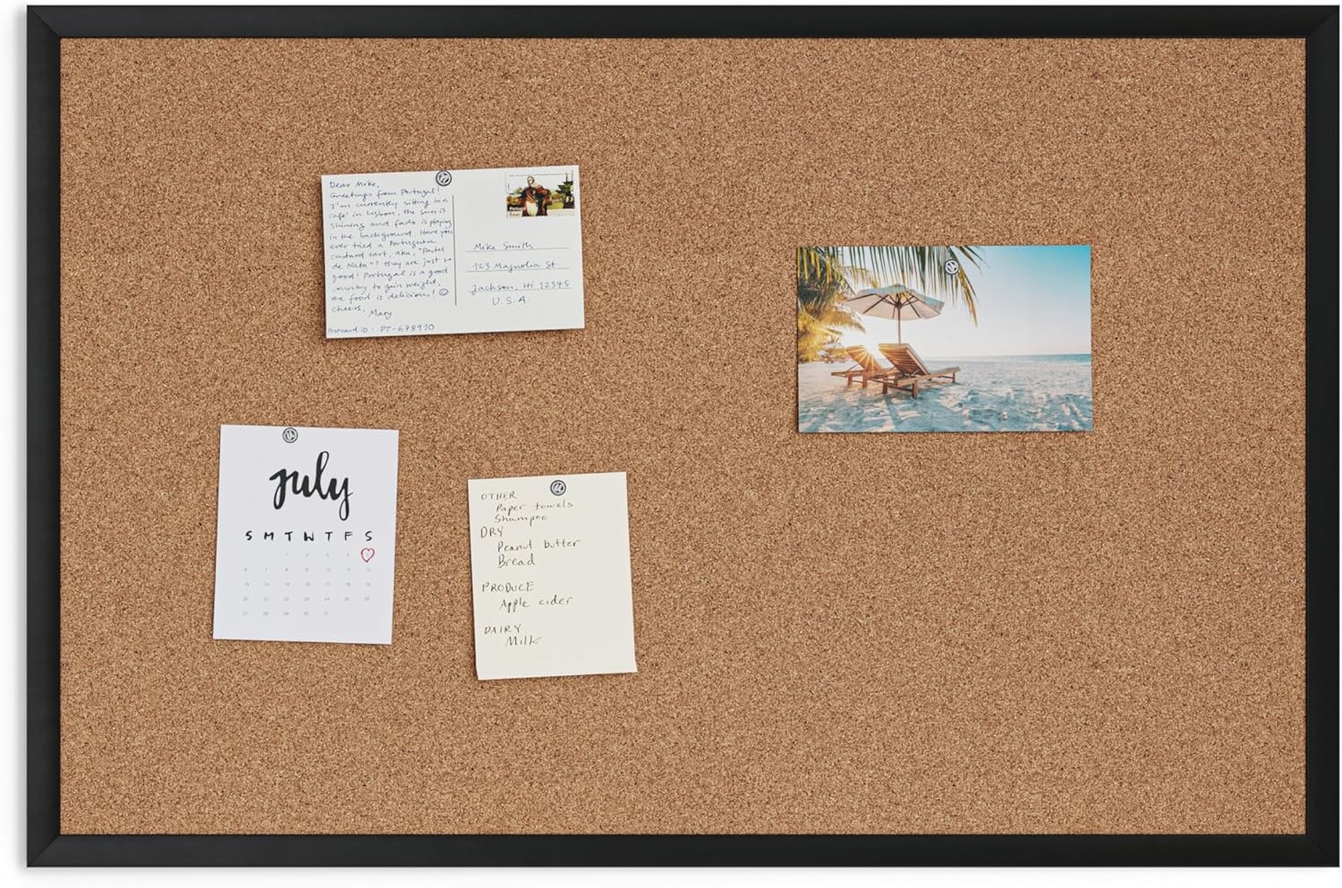 image:imageU Brands Cork Bulletin Board 24 x 36 Black Wood FrameBlack