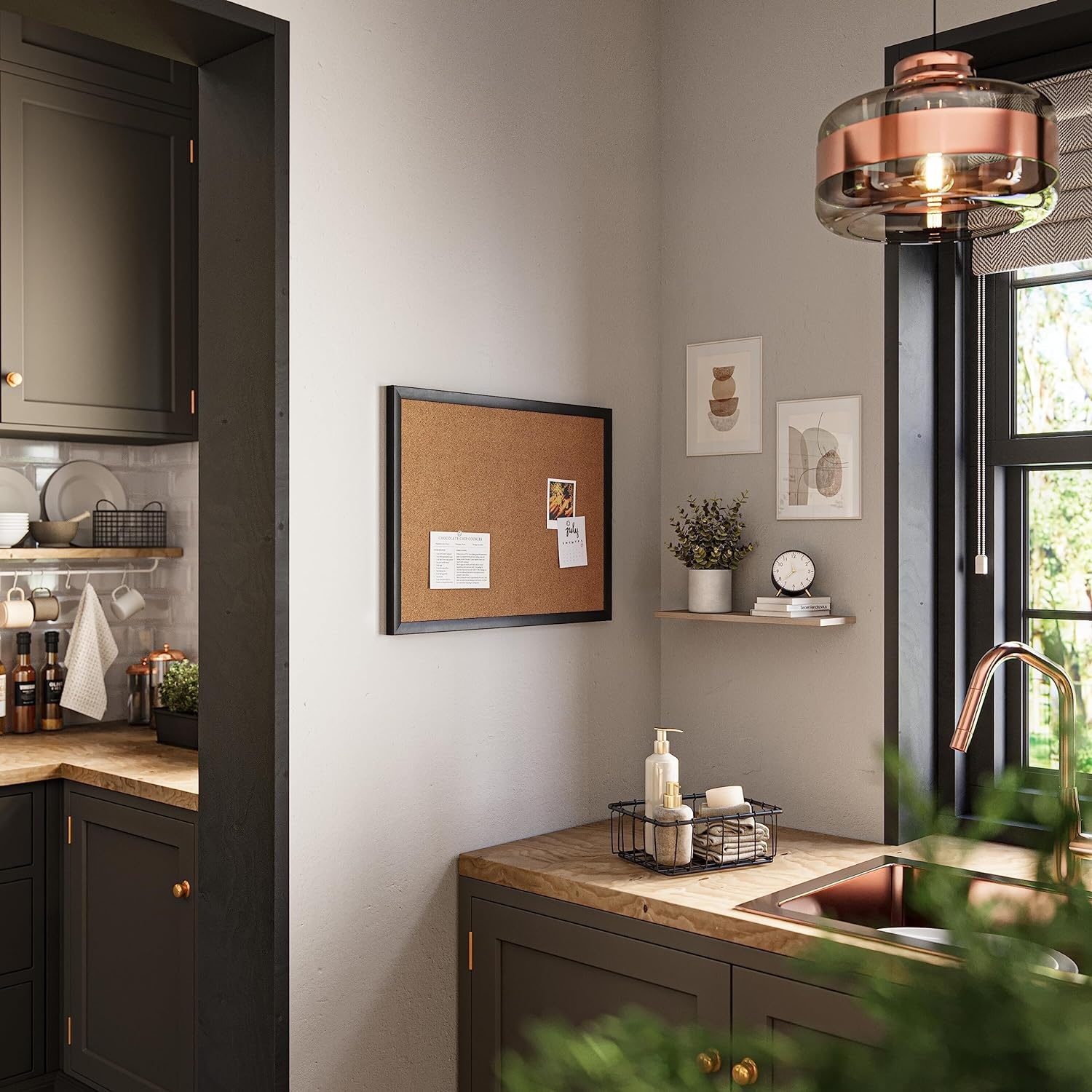 image:imageU Brands Cork Bulletin Board 24 x 36 Black Wood FrameBlack