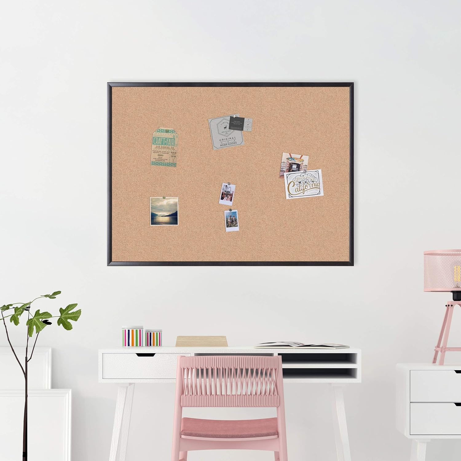 image:imageU Brands Cork Bulletin Board 24 x 36 Black Wood FrameBlack