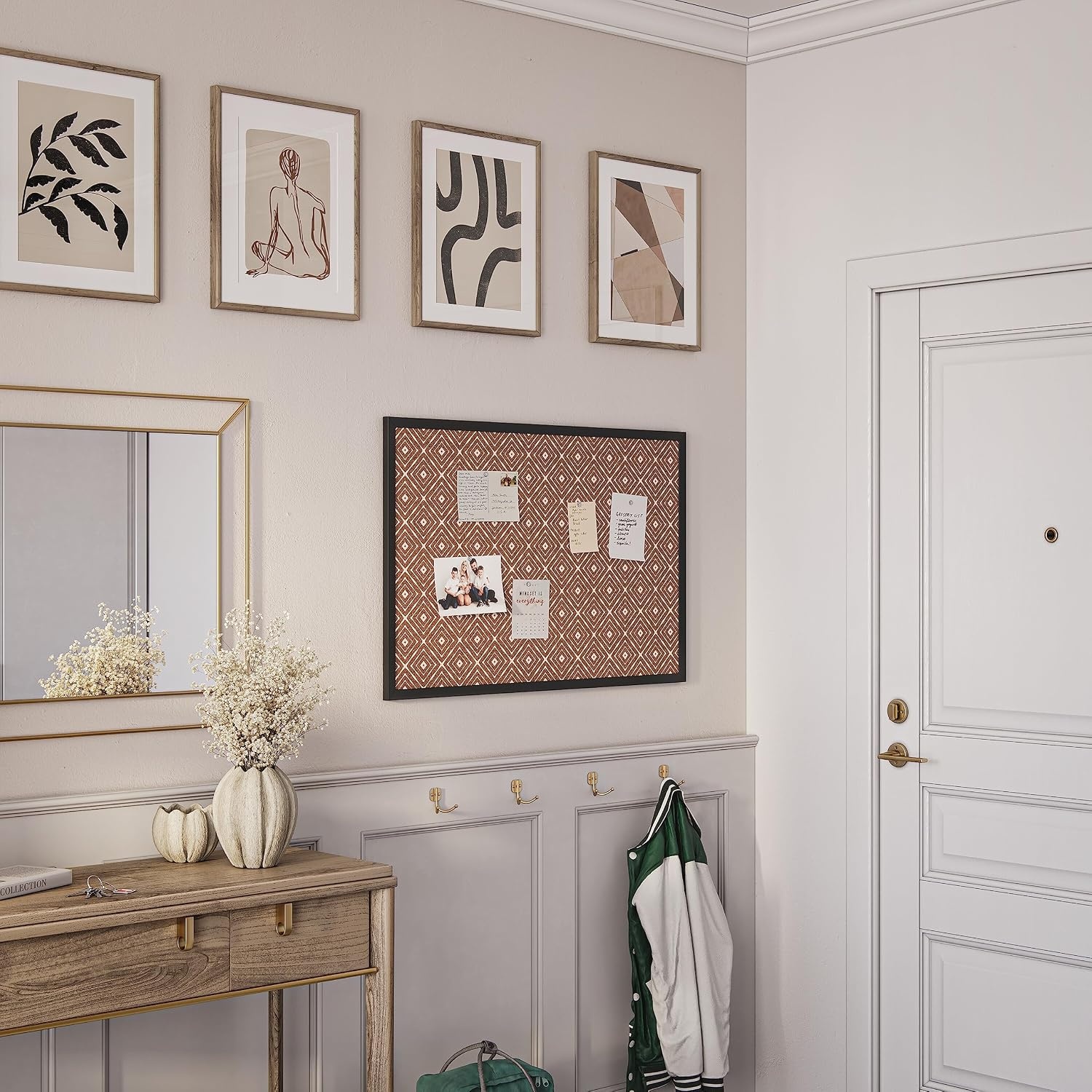 image:imageU Brands Cork Bulletin Board 36 x 24 Black Wood Style Frame Quatrefoil Design Print Industrial Grade Pinning SurfaceDiamond