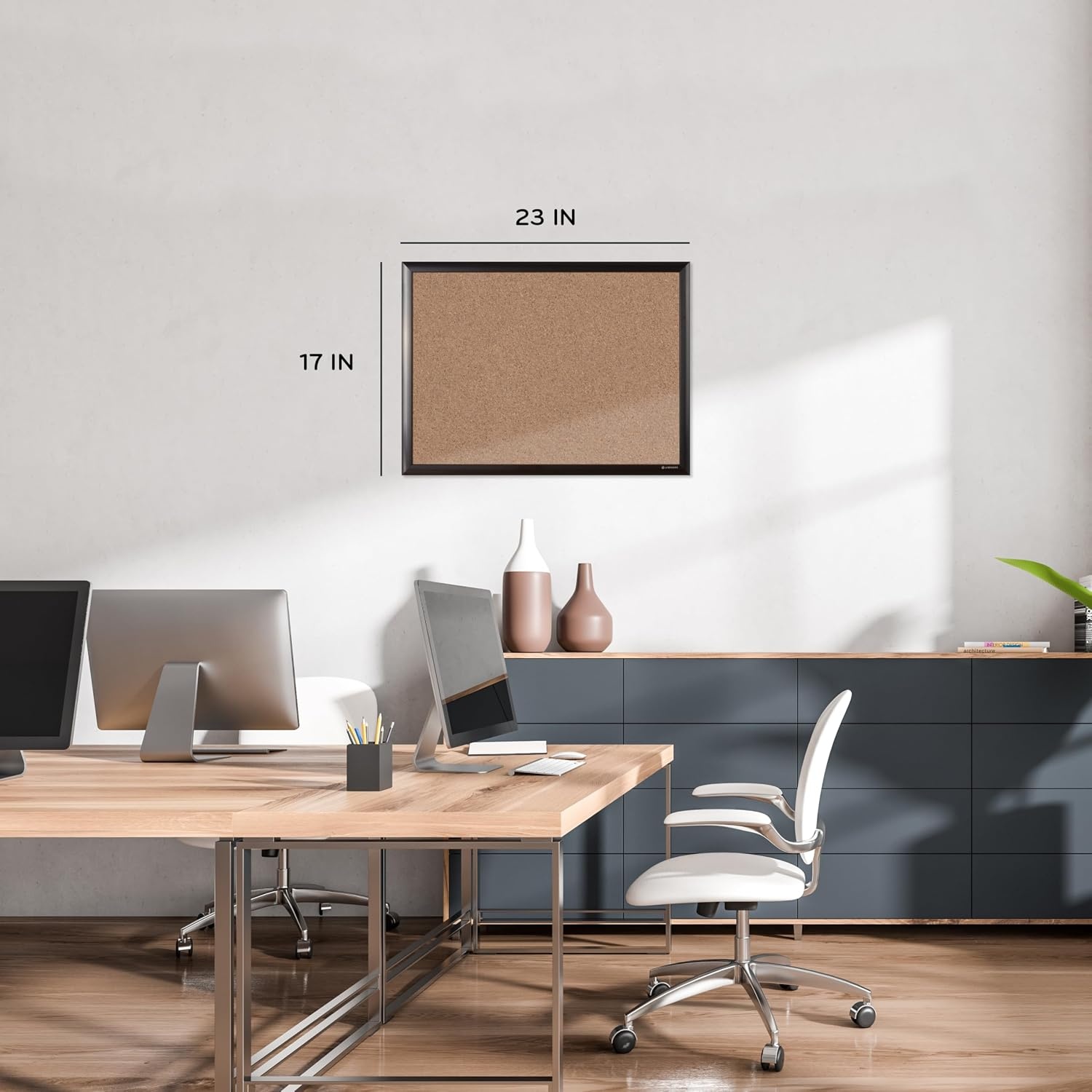 image:imageU Brands Cork Bulletin Board 36 x 36 Black Aluminum Frame Industrial Grade Pinning Surface18 x 24