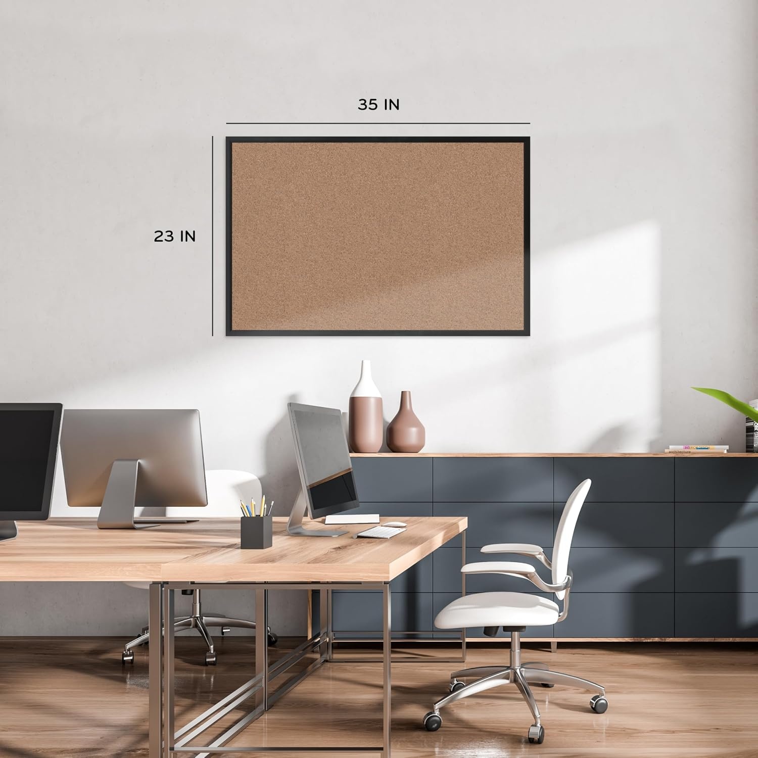 image:imageU Brands Cork Bulletin Board 36 x 36 Black Aluminum Frame Industrial Grade Pinning Surface36 x 24