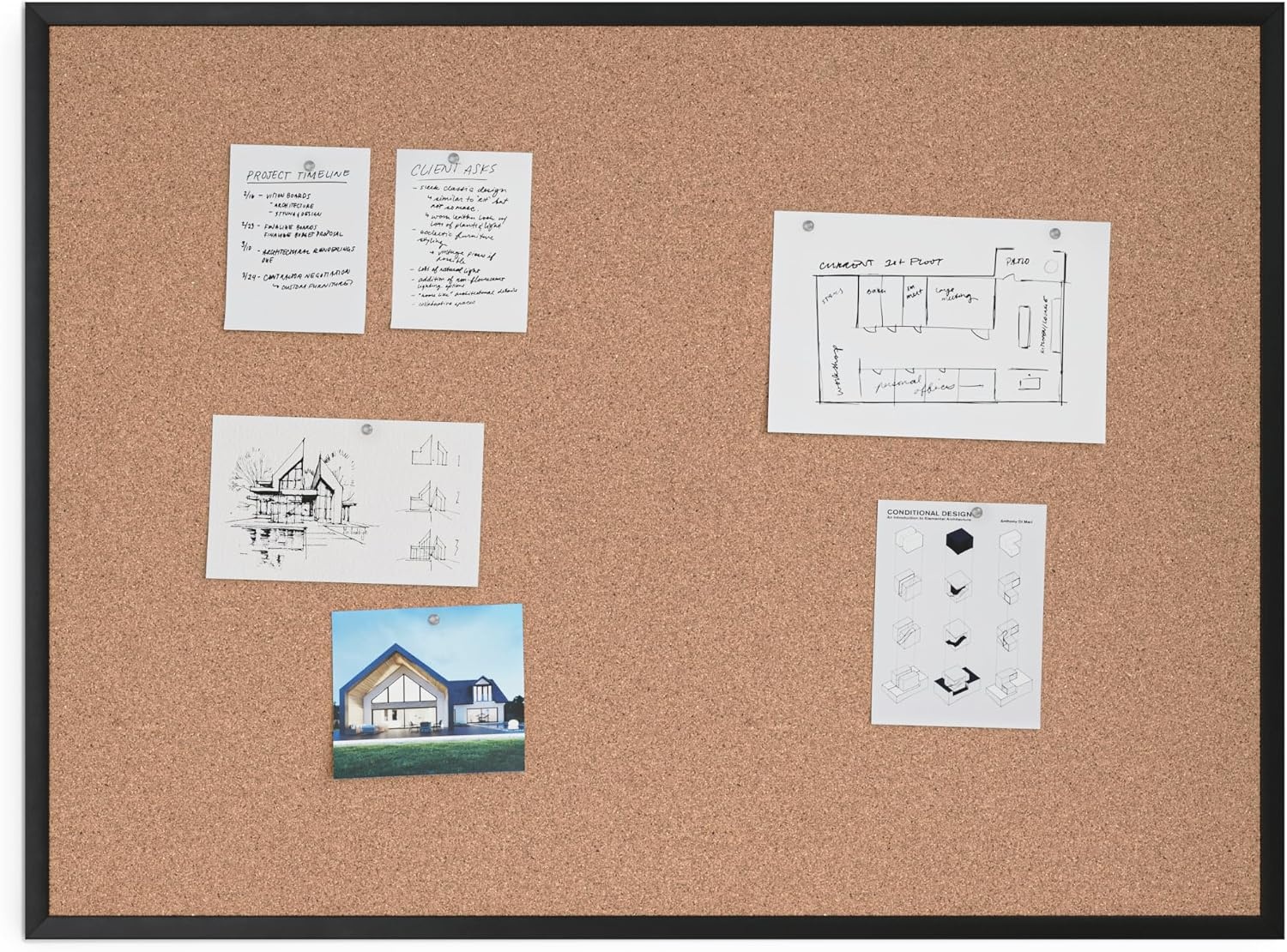 image:imageU Brands Cork Bulletin Board 36 x 36 Black Aluminum Frame Industrial Grade Pinning Surface36 x 48
