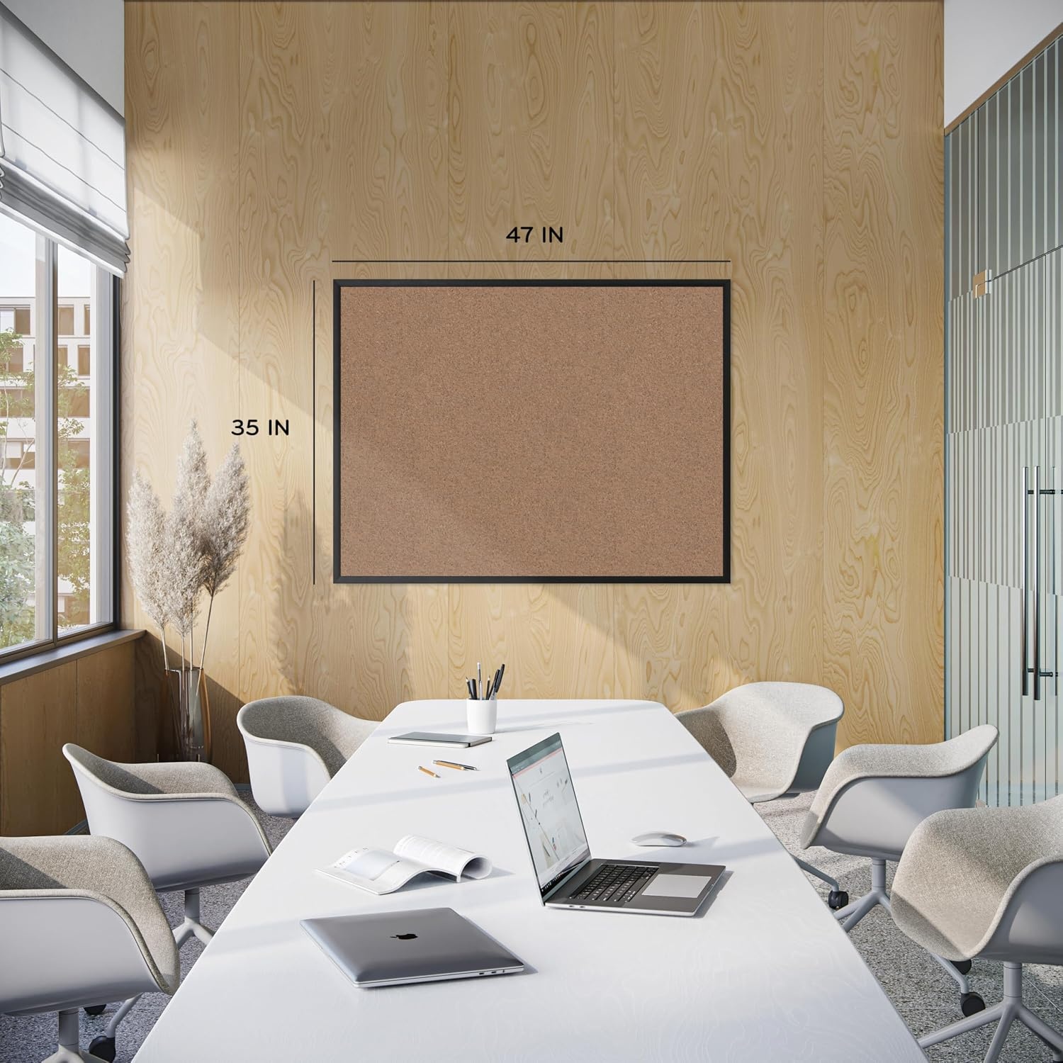 image:imageU Brands Cork Bulletin Board 36 x 36 Black Aluminum Frame Industrial Grade Pinning Surface36 x 48