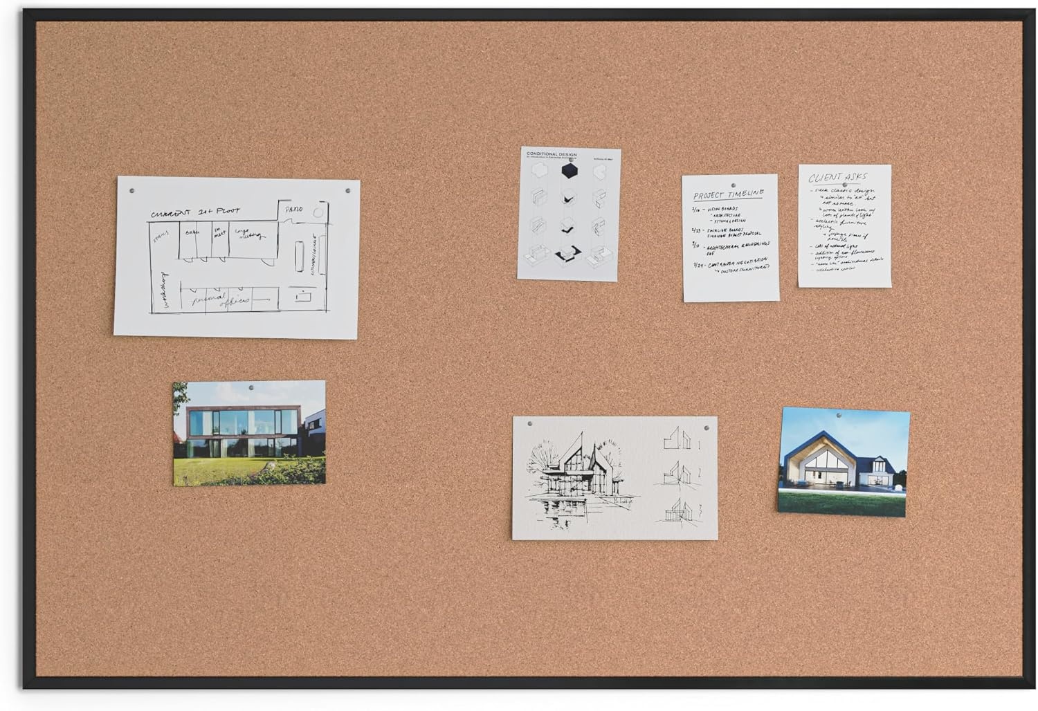 image:imageU Brands Cork Bulletin Board 36 x 36 Black Aluminum Frame Industrial Grade Pinning Surface48 x 72
