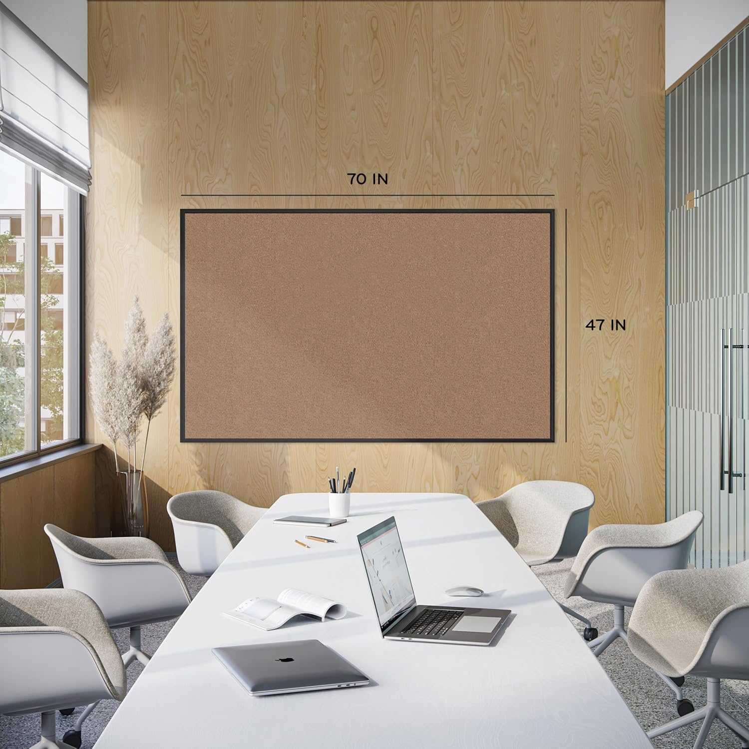 image:imageU Brands Cork Bulletin Board 36 x 36 Black Aluminum Frame Industrial Grade Pinning Surface48 x 72
