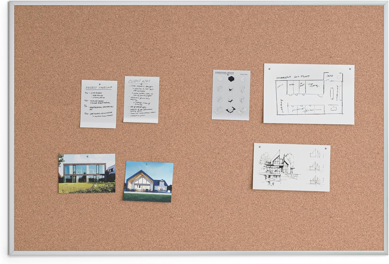 image:imageU Brands Cork Bulletin Board 36 x 48 Inches Silver Aluminum Frame 022U000148 x 72
