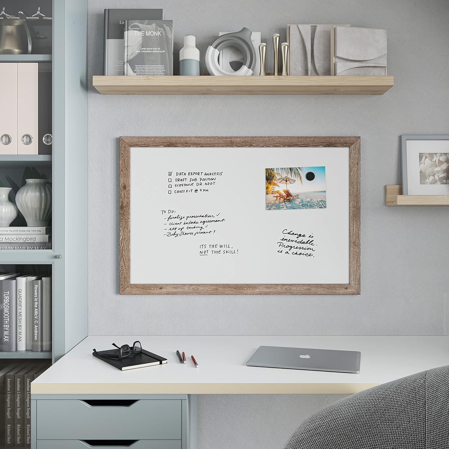 image:imageU Brands Decor Magnetic Dry Erase Board White Board 36 x 48 Inches Rustic Wood Frame36W x 24H