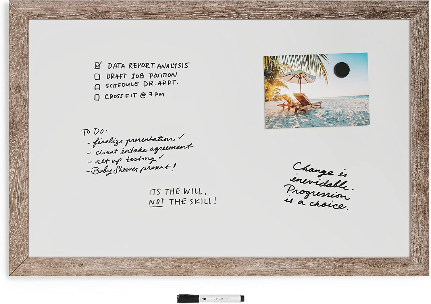 image:imageU Brands Decor Magnetic Dry Erase Board White Board 36 x 48 Inches Rustic Wood Frame36W x 24H