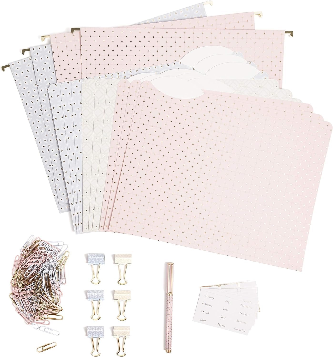 image:imageU Brands Delicate Details Fashion Filing Kit 145 Pieces Includes 4 Hanging Folders 9 File Folders 6 Binder Clips 120 Paper Clips 5 Sheets of File Lables and 1 Felt Tip Pen 4866U0106Fashion Filing Kit