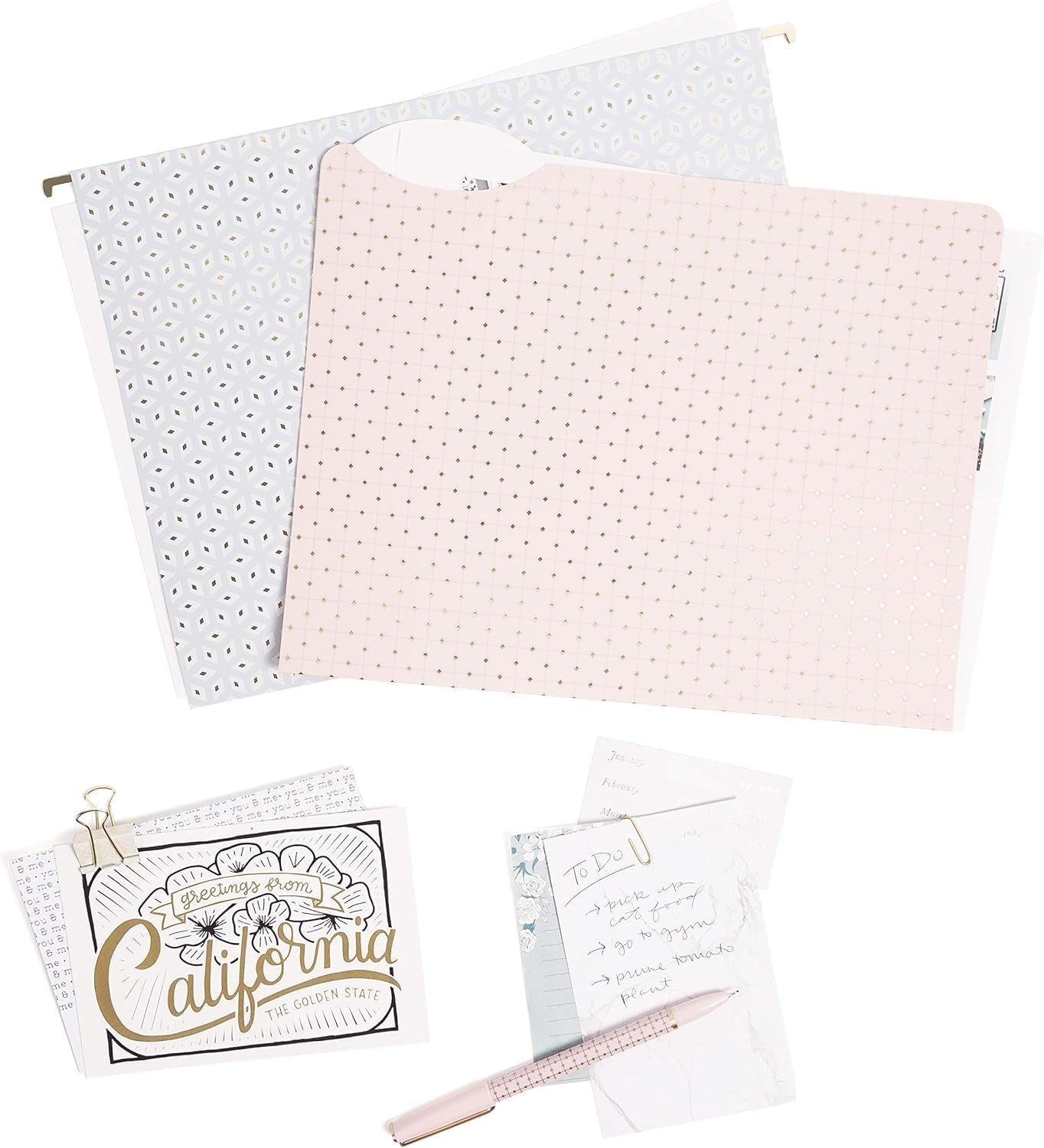 image:imageU Brands Delicate Details Fashion Filing Kit 145 Pieces Includes 4 Hanging Folders 9 File Folders 6 Binder Clips 120 Paper Clips 5 Sheets of File Lables and 1 Felt Tip Pen 4866U0106Fashion Filing Kit