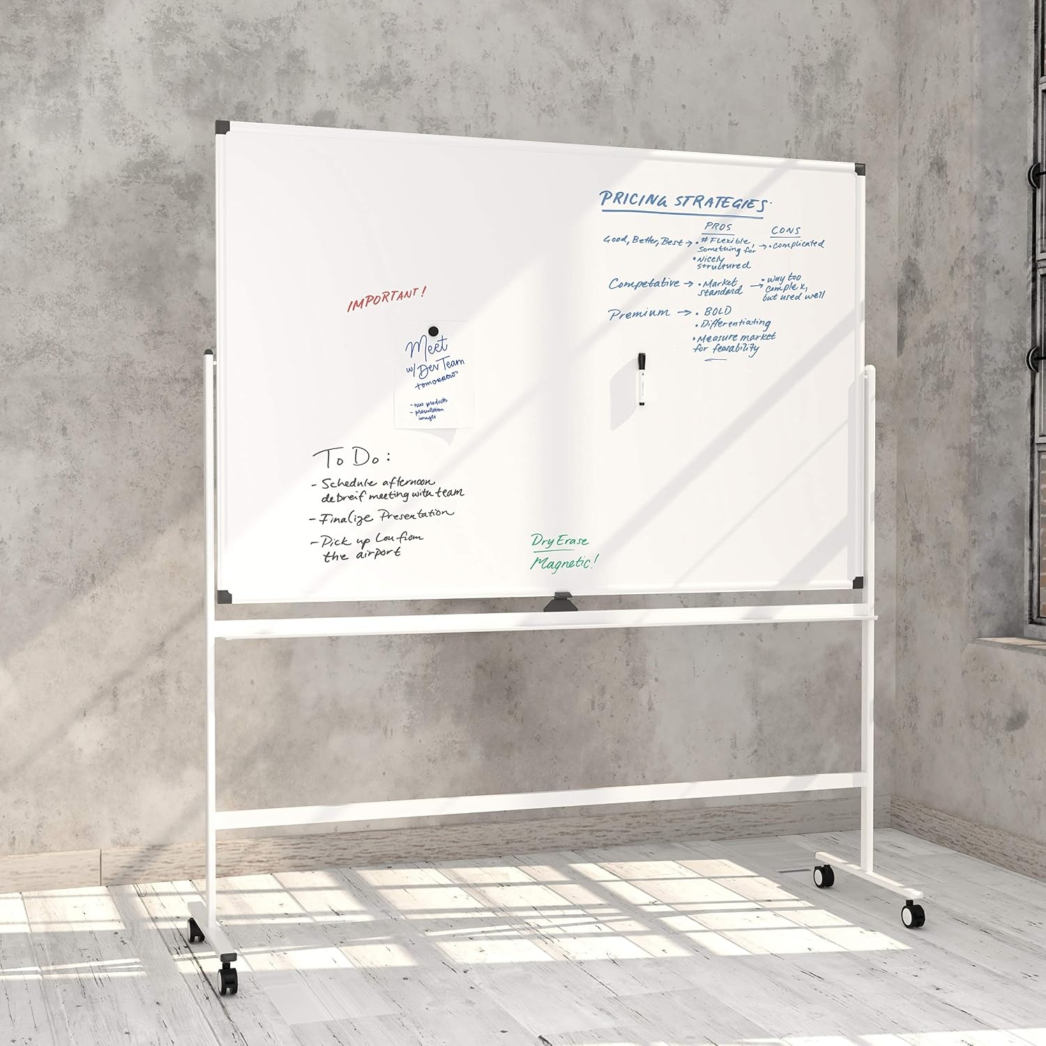 image:imageU Brands DoubleSided Magnetic Easel Whiteboard with Stand 36 x 48 Inches Dry Erase Board White Board for Office Supplies and Classroom Use Includes Dry Erase Marker Magnet and Tray72W x 48H