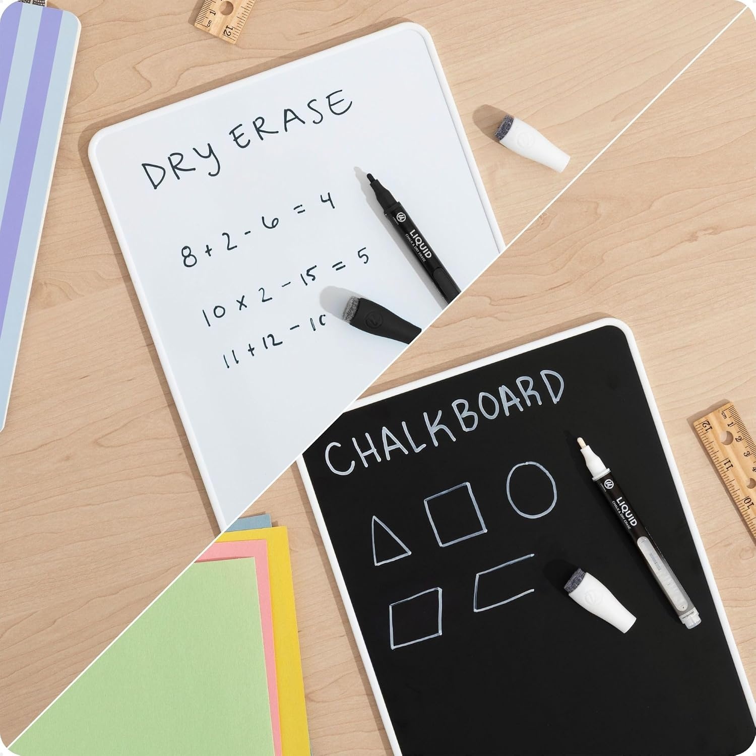 image:imageU Brands Dry Erase Lap Board Set 12 x 9 Small Whiteboard Includes 6 Markers and 6 Erasers 6 Count1 Count Double Sided White
