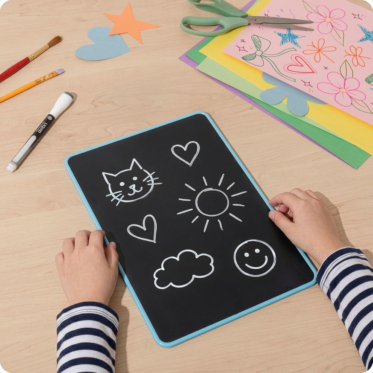image:imageU Brands Dry Erase Lap Board Set 12 x 9 Small Whiteboard Includes 6 Markers and 6 Erasers 6 Count1 Count Double Sided Ruled Blue