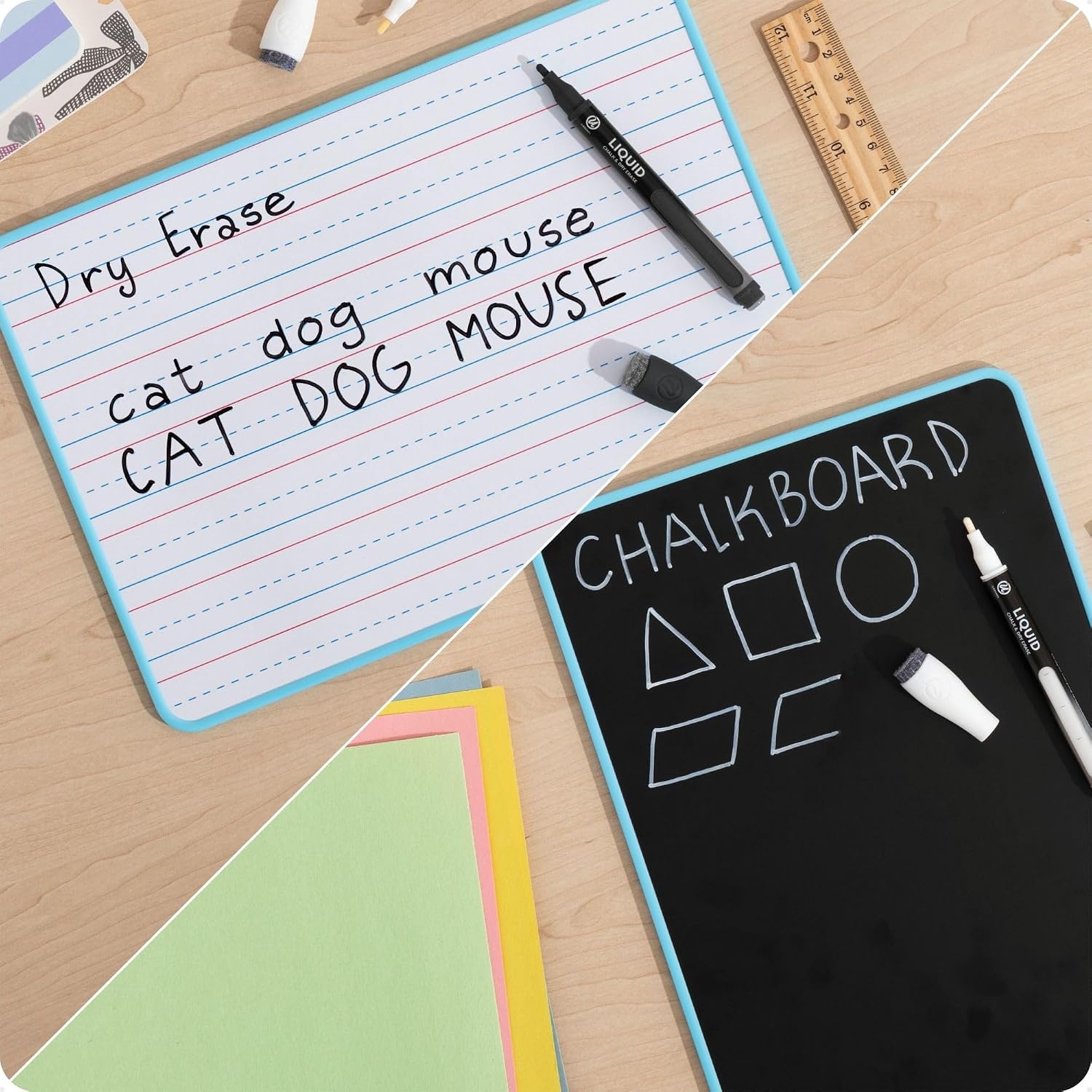 image:imageU Brands Dry Erase Lap Board Set 12 x 9 Small Whiteboard Includes 6 Markers and 6 Erasers 6 Count1 Count Double Sided Ruled Blue