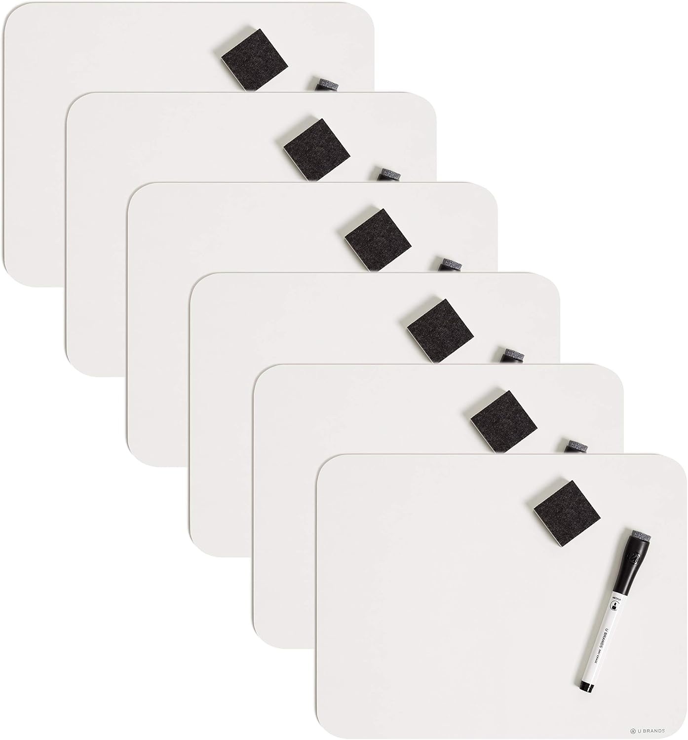 image:imageU Brands Dry Erase Lap Board Set 12 x 9 Small Whiteboard Includes 6 Markers and 6 Erasers 6 Count6 Count with Markers and Erasers