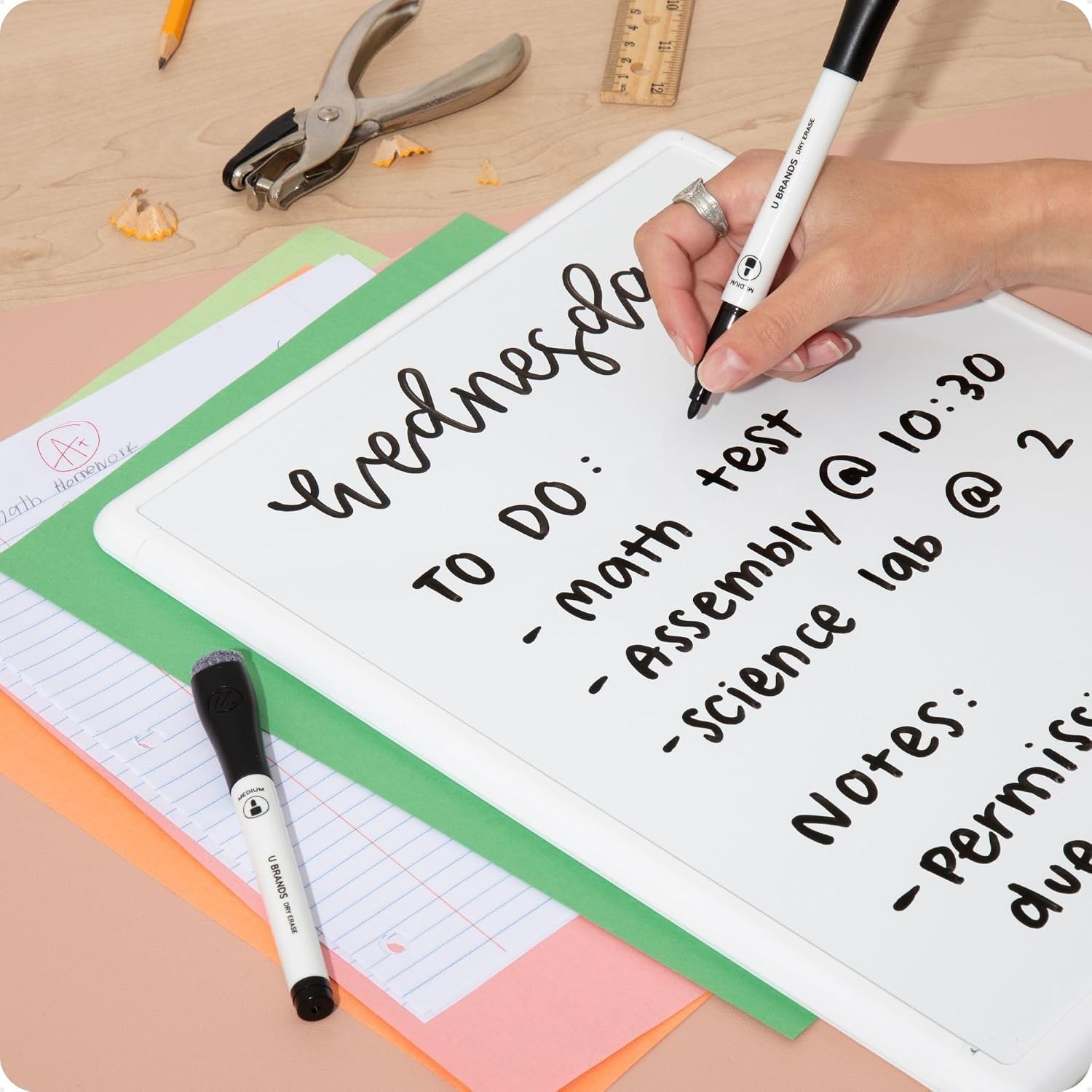 image:imageU Brands Dry Erase Markers Medium Tip Set 4 Pack Black Whiteboard Pens with Medium Point and Built In Eraser Caps Low Odor Ink Dry Erase Markers For Classroom Office Or Home4 Count Black