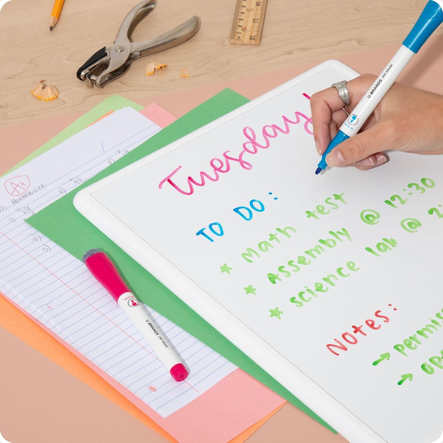 image:imageU Brands Dry Erase Markers Medium Tip Set 4 Pack Black Whiteboard Pens with Medium Point and Built In Eraser Caps Low Odor Ink Dry Erase Markers For Classroom Office Or Home12 Count Bright Colors