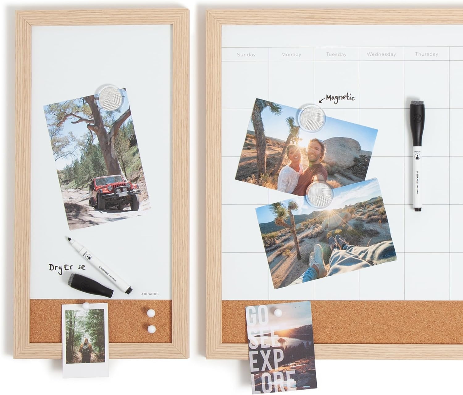 image:imageU Brands Dry Erase Monthly Calendar White Board Set Family Calendar Magnetic Whiteboard 3 Piece Set Monthly Calendar ToDo List amp Reminder Board Includes Markers Push Pins amp Magnets Wood Frame