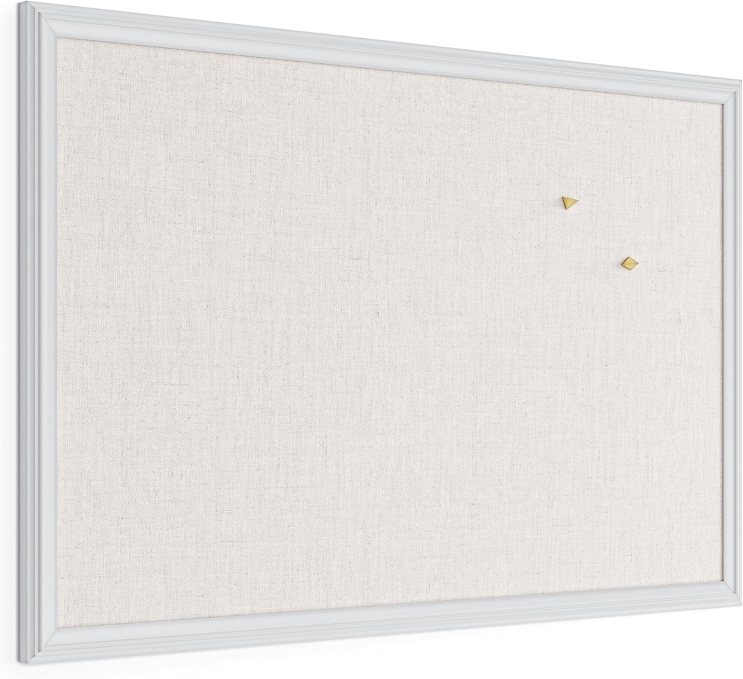 image:imageU Brands Farmhouse Bulletin Board Linen Covered Corkboard with White Wood Frame 30 x 20 6711U0001Board New