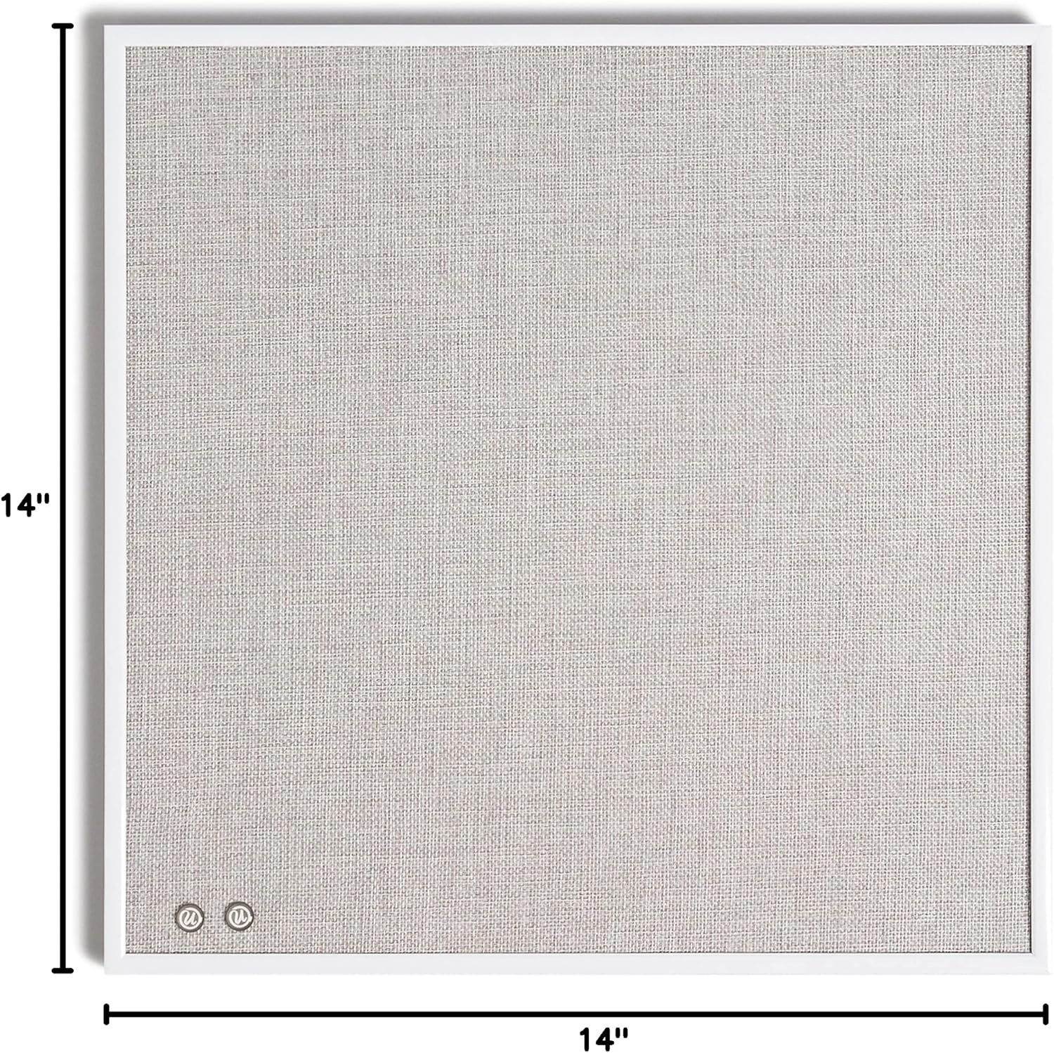 image:imageU Brands Farmhouse Linen Bulletin Board 14 x 14 White Metal Frame Industrial Grade Pinning SurfaceWhite