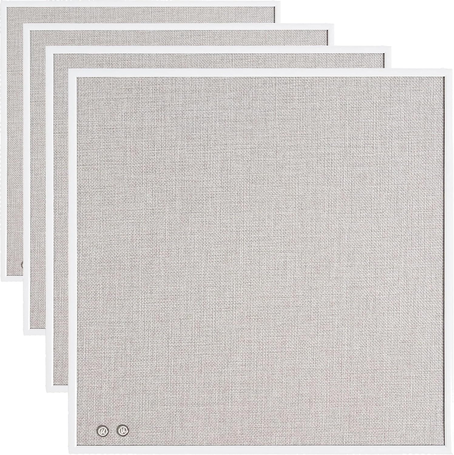 image:imageU Brands Farmhouse Linen Bulletin Board 14 x 14 White Metal Frame Industrial Grade Pinning SurfaceWhite