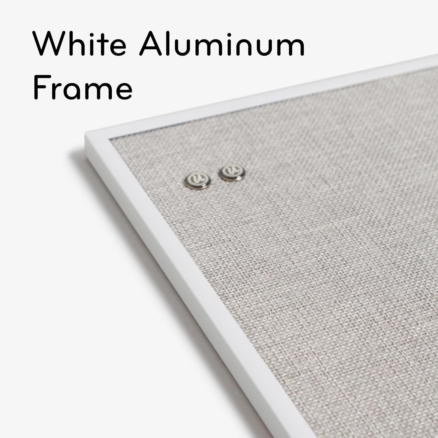 image:imageU Brands Farmhouse Linen Bulletin Board 14 x 14 White Metal Frame Industrial Grade Pinning SurfaceWhite