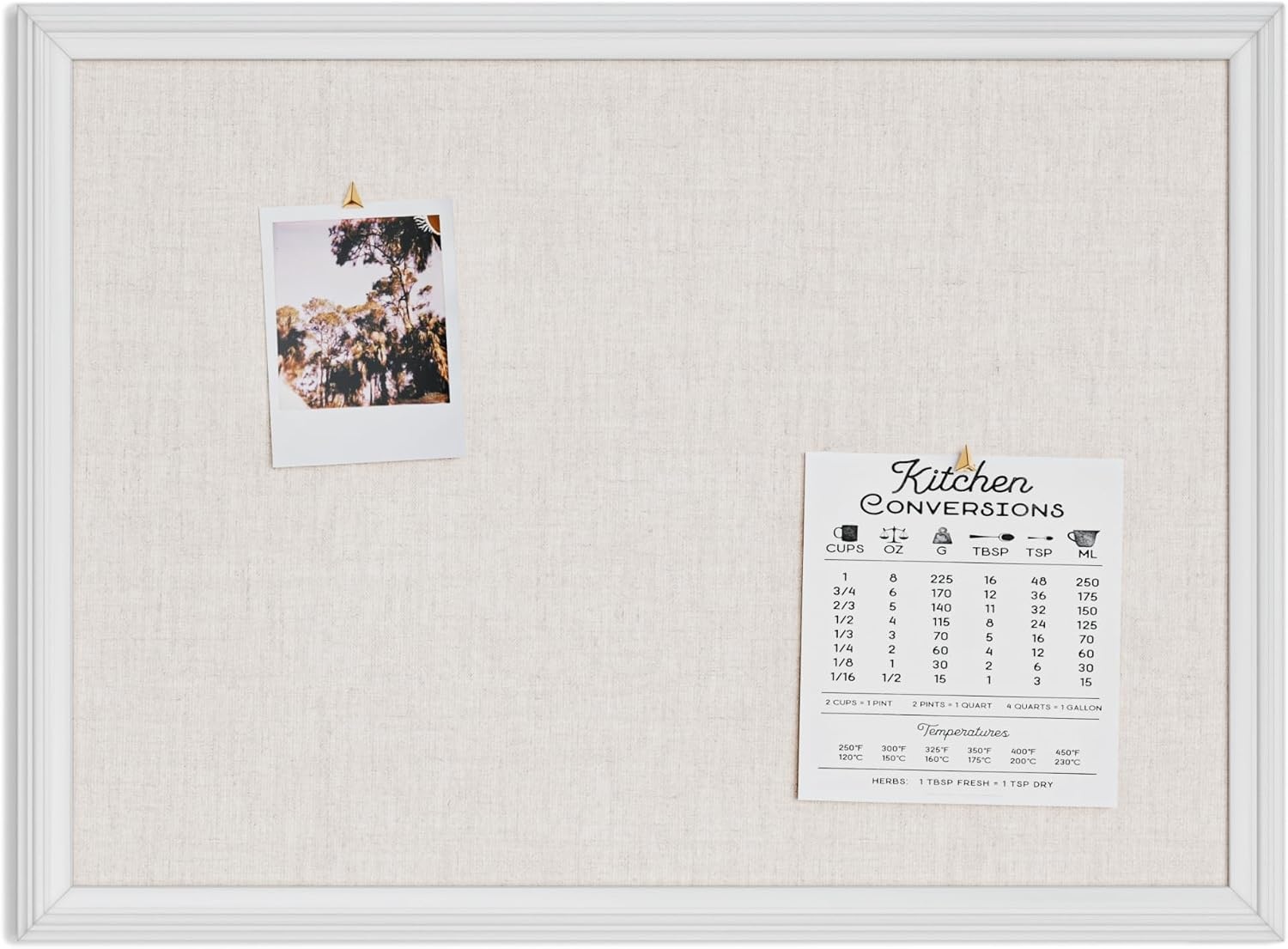 image:imageU Brands Farmhouse Linen Bulletin Board 40 x 30 White Wood Style Frame Industrial Grade Pinning Surface24x18 Natural Linen