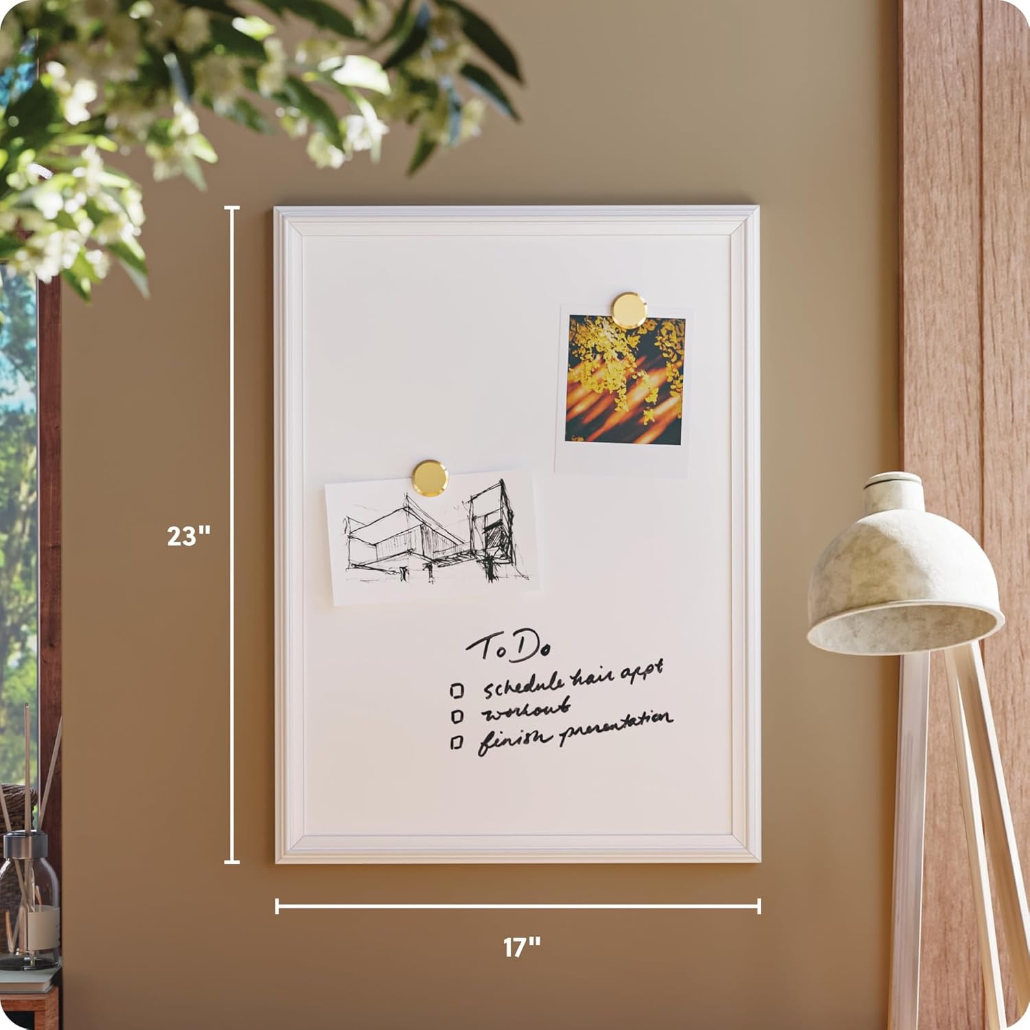 image:imageU Brands Farmhouse Magnetic Dry Erase White Board 30 x 20 Wall Mounted Whiteboard with White Wood Frame Includes 2 Magnets Home Office Classroom Dry Erase Board24W x 18H