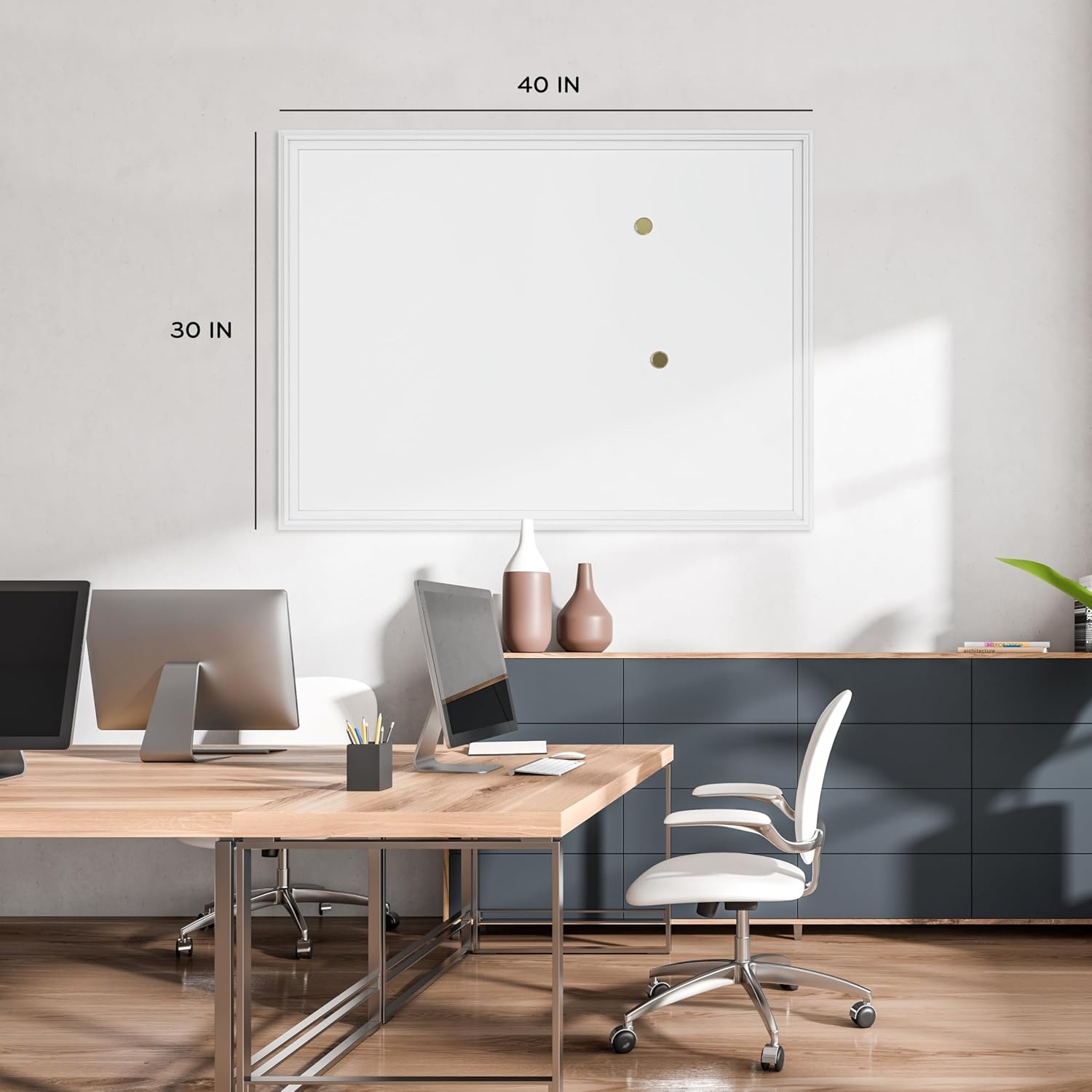 image:imageU Brands Farmhouse Magnetic Dry Erase White Board 30 x 20 Wall Mounted Whiteboard with White Wood Frame Includes 2 Magnets Home Office Classroom Dry Erase Board40W x 30H