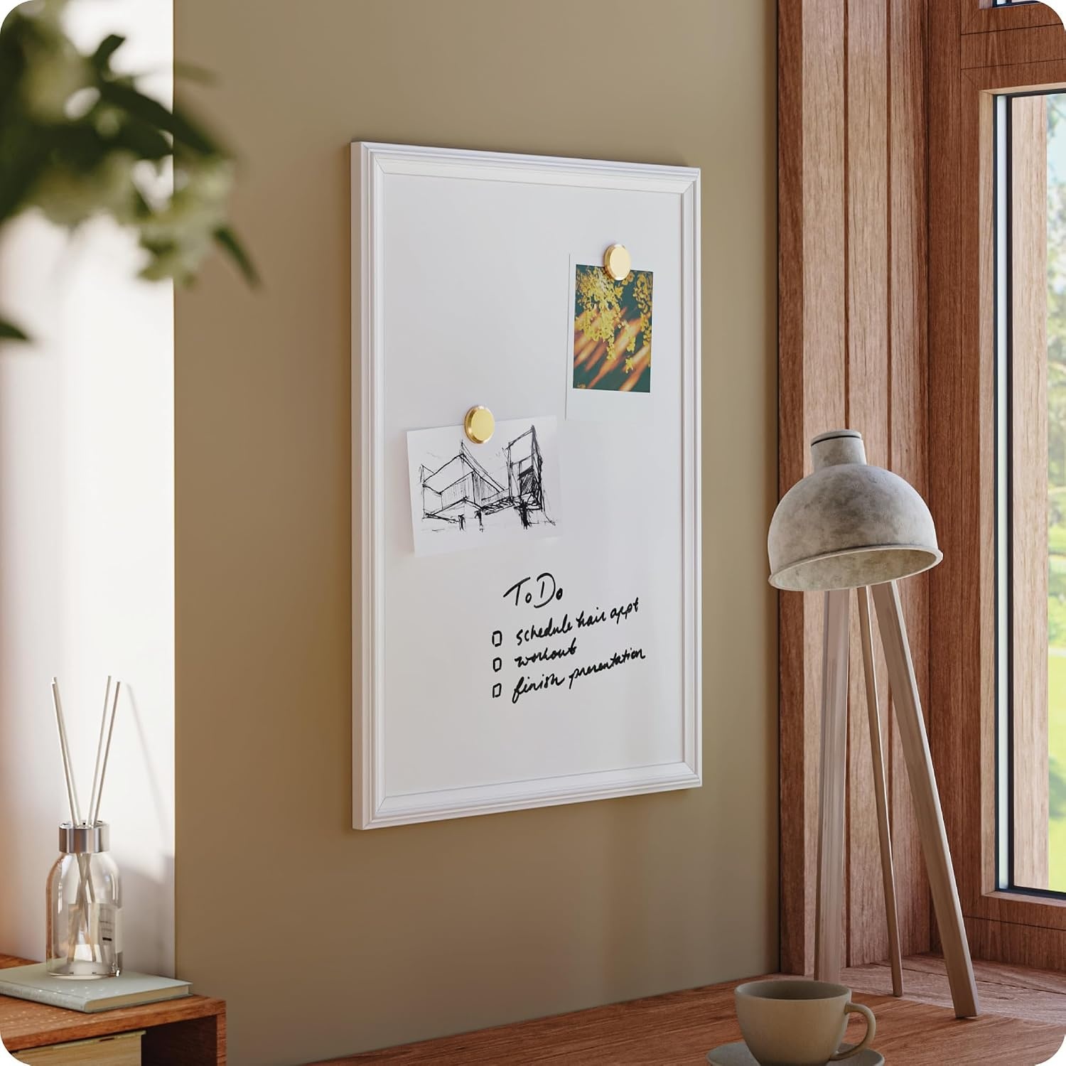 image:imageU Brands Farmhouse Magnetic Dry Erase White Board 30 x 20 Wall Mounted Whiteboard with White Wood Frame Includes 2 Magnets Home Office Classroom Dry Erase Board24W x 18H