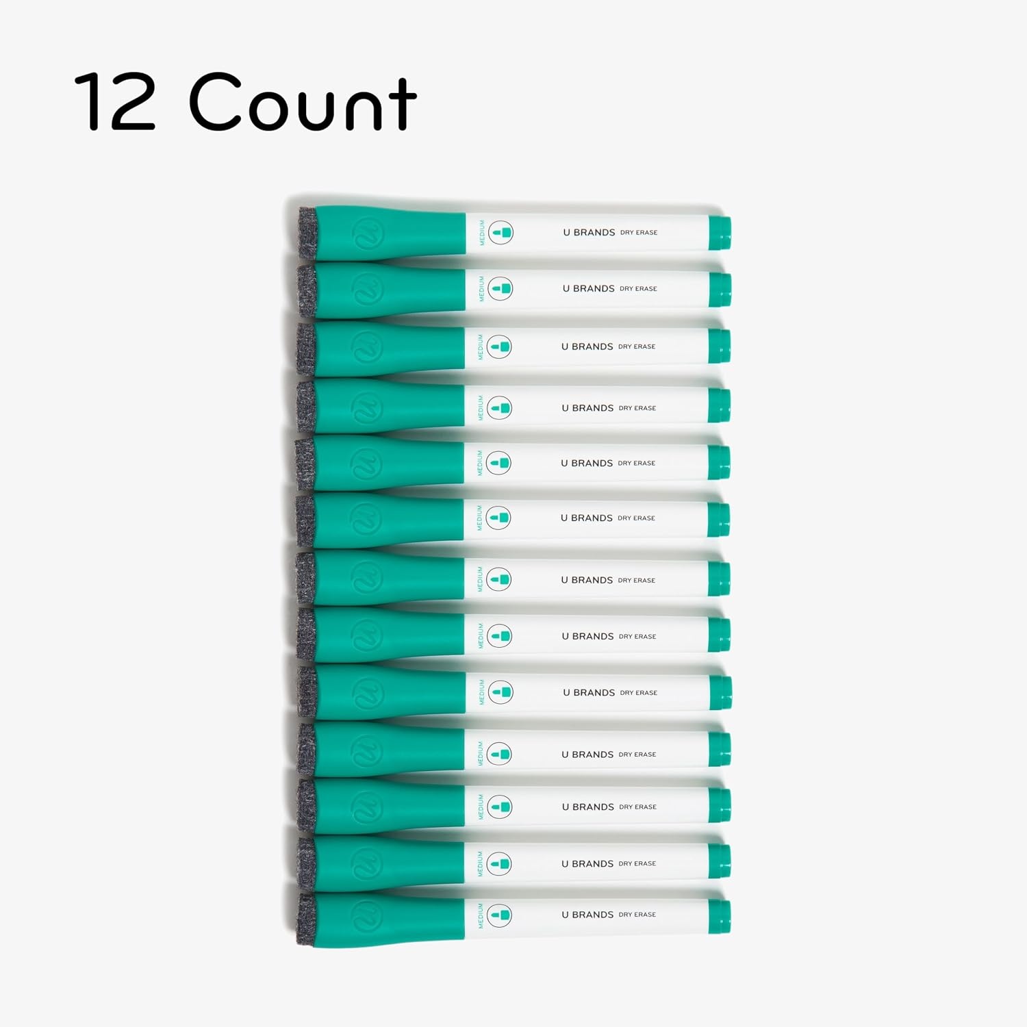 image:imageU Brands Fine Tip Dry Erase Markers with Eraser Whiteboard Markers Low Odor Green Set of 12