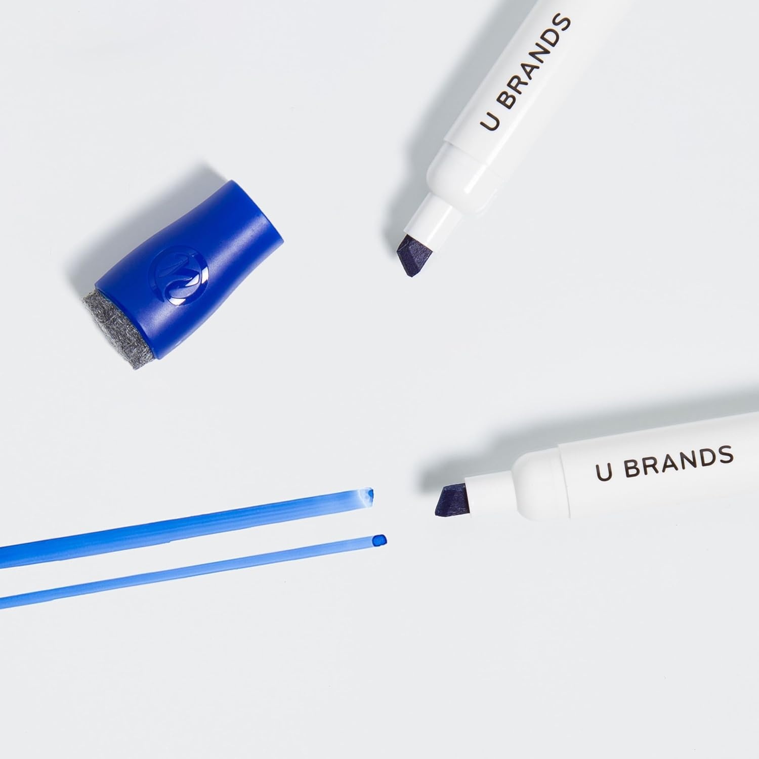 image:imageU Brands Fine Tip Dry Erase Markers with Eraser Whiteboard Markers with Chisel tip Low Odor Blue Set of 12
