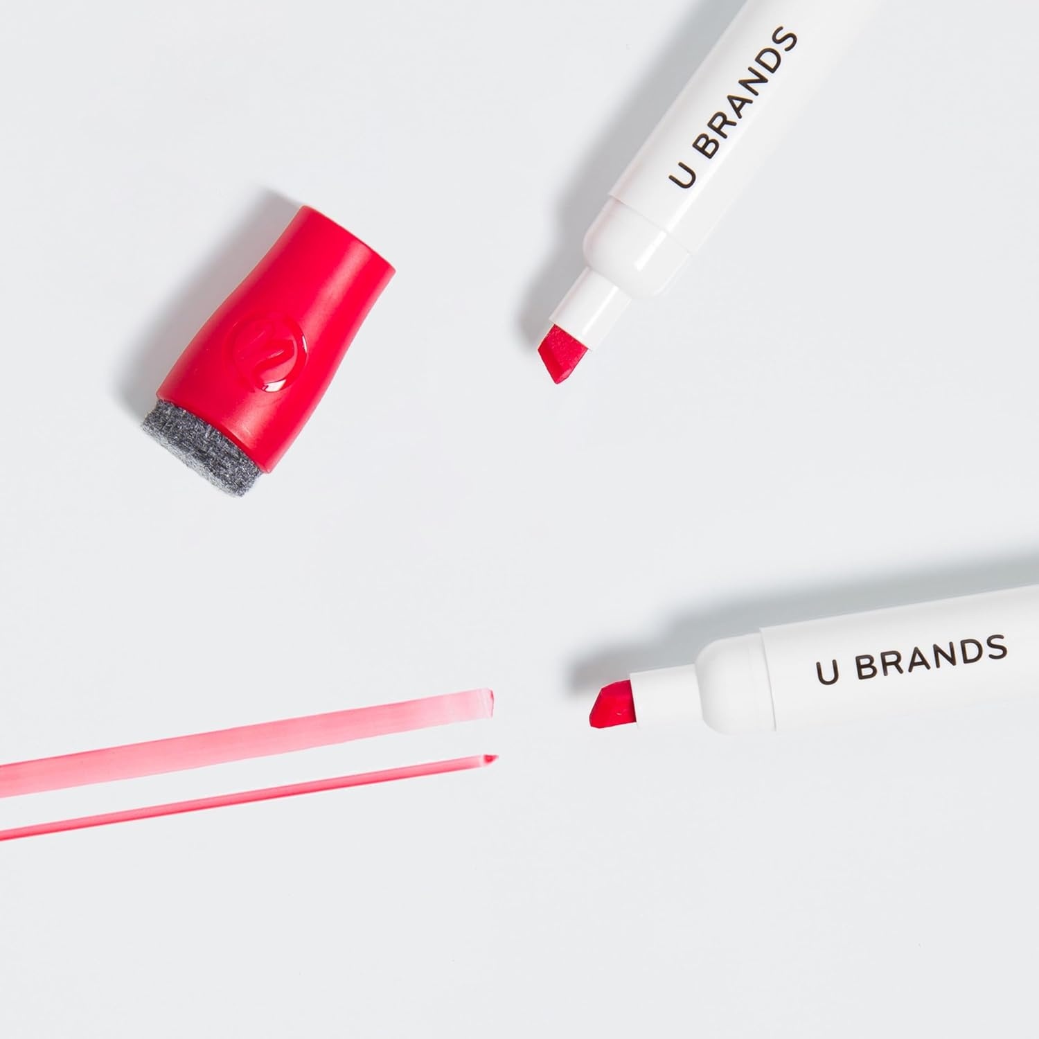 image:imageU Brands Fine Tip Dry Erase Markers with Eraser Whiteboard Markers with Chisel tip Low Odor Red Set of 12