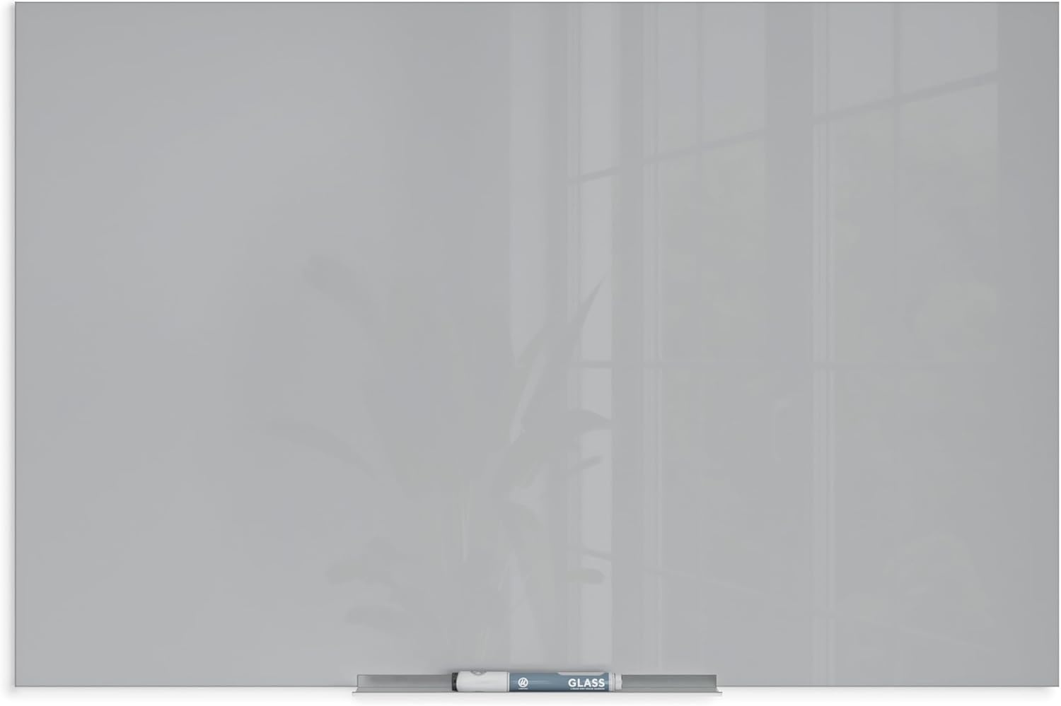 image:imageU Brands Floating NonMagnetic Glass DryErase Board 48 X 36 Gray Surface Frameless Includes 30 Tray and Liquid Chalk Marker 2908U000136W x 24H