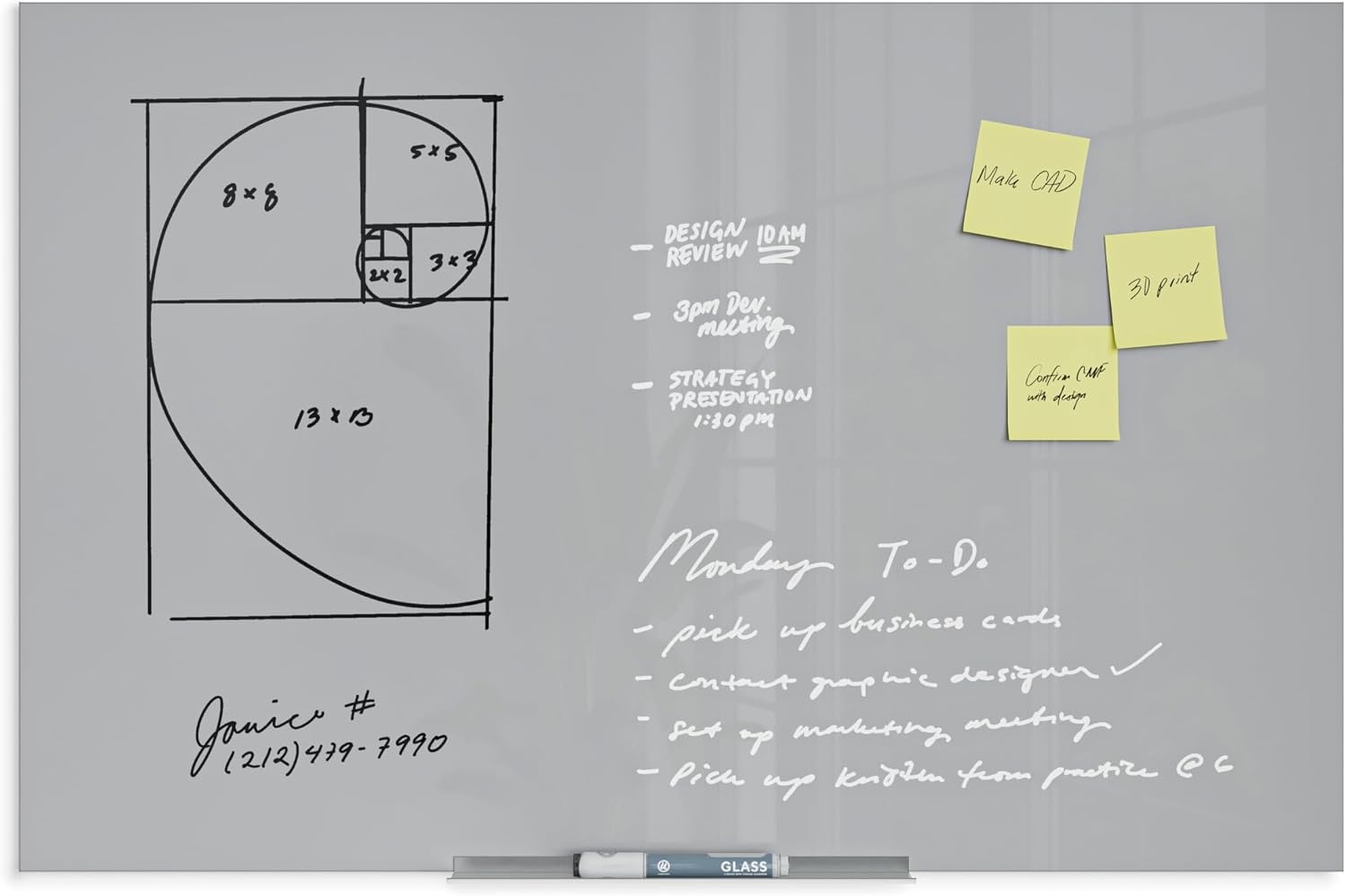 image:imageU Brands Floating NonMagnetic Glass DryErase Board 48 X 36 Gray Surface Frameless Includes 30 Tray and Liquid Chalk Marker 2908U000136W x 24H