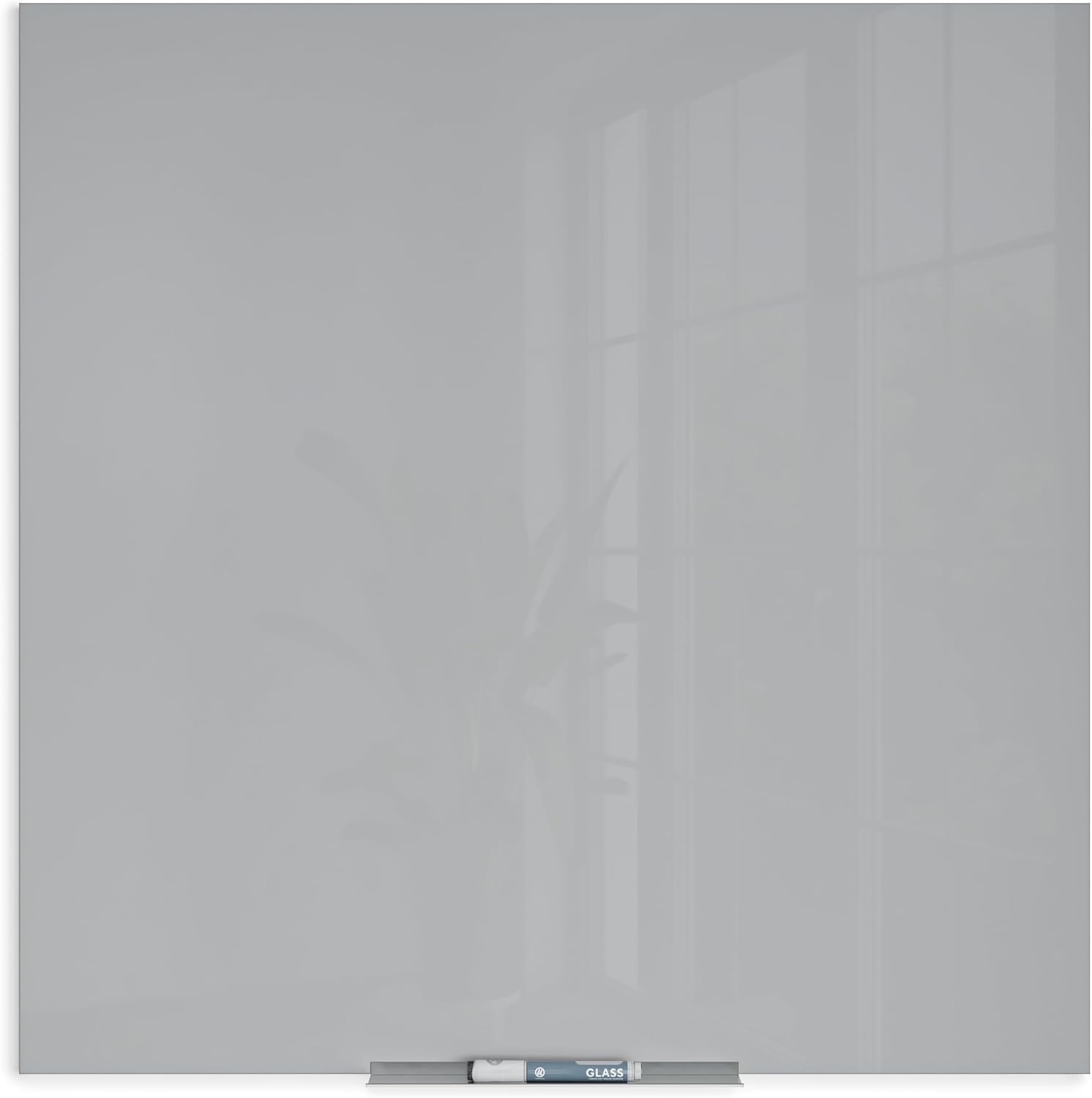 image:imageU Brands Floating NonMagnetic Glass DryErase Board 48 X 36 Gray Surface Frameless Includes 30 Tray and Liquid Chalk Marker 2908U000136W x 36H