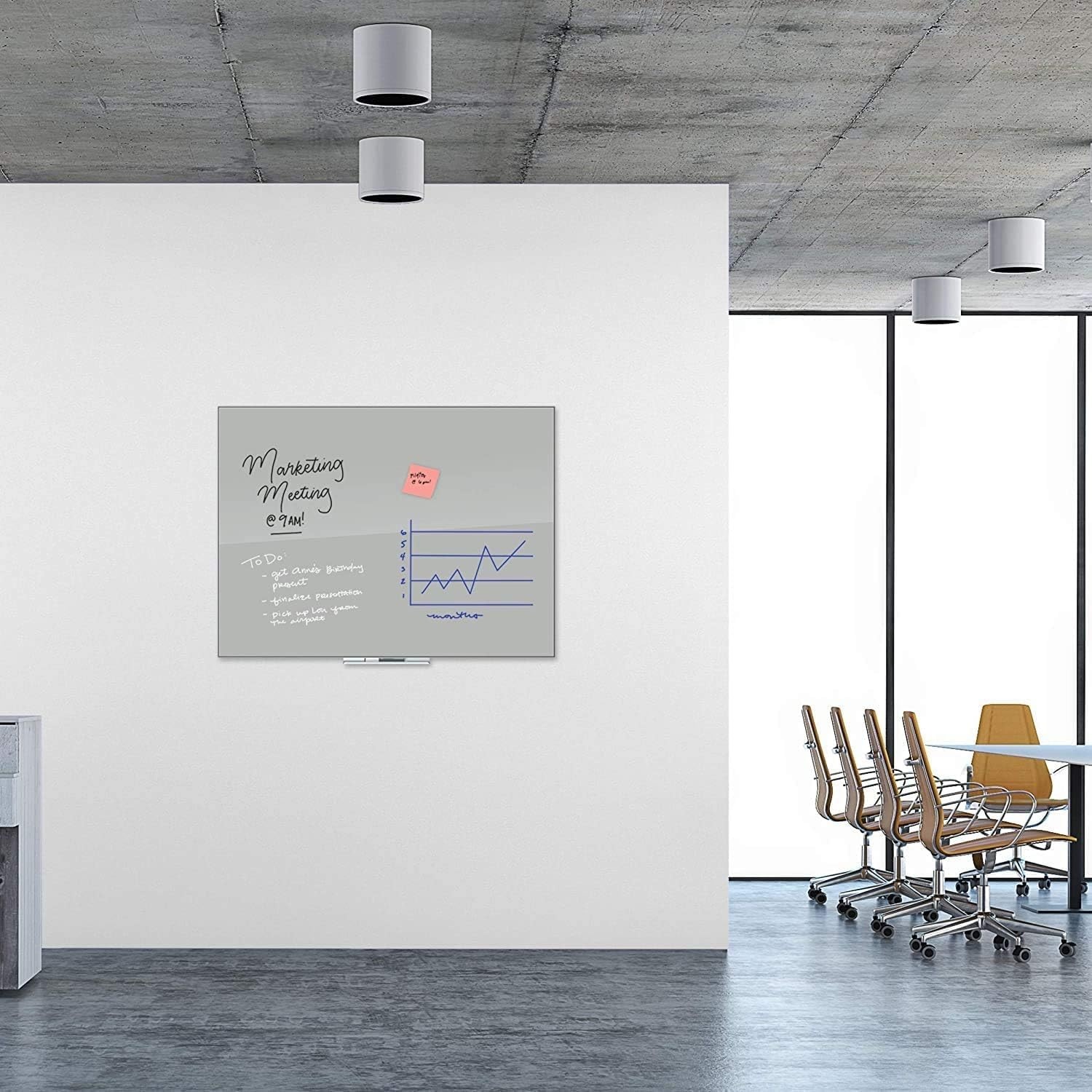 image:imageU Brands Floating NonMagnetic Glass DryErase Board 48 X 36 Gray Surface Frameless Includes 30 Tray and Liquid Chalk Marker 2908U000148W x 36H