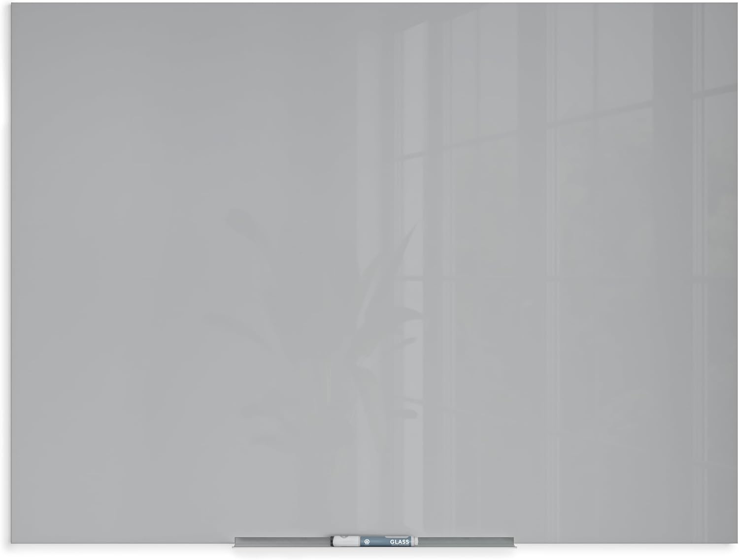 image:imageU Brands Floating NonMagnetic Glass DryErase Board 48 X 36 Gray Surface Frameless Includes 30 Tray and Liquid Chalk Marker 2908U000148W x 36H