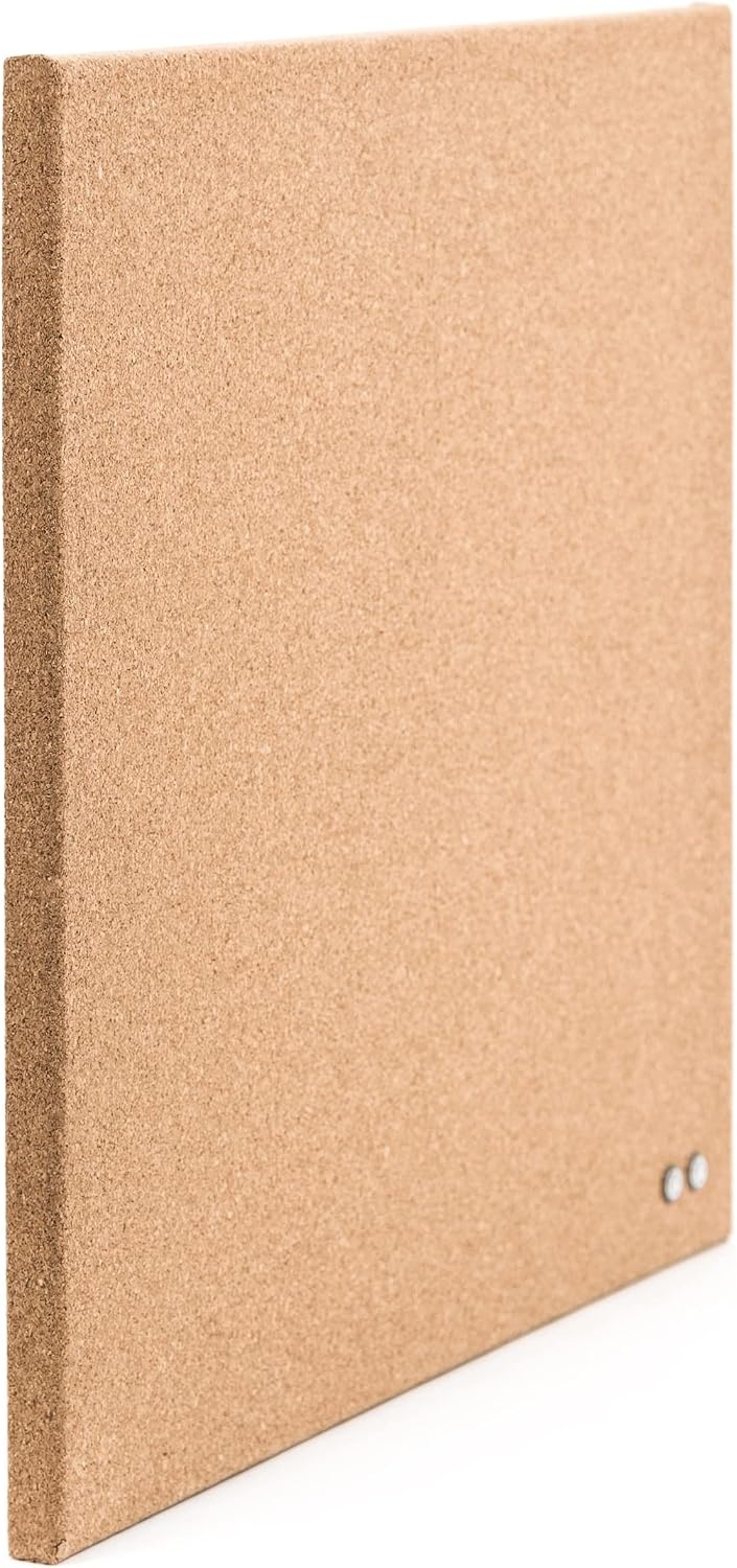 image:imageU Brands Frameless Square Cork Bulletin Board Office Supplies 14 x 14 Natural with Push Pins 1 Count