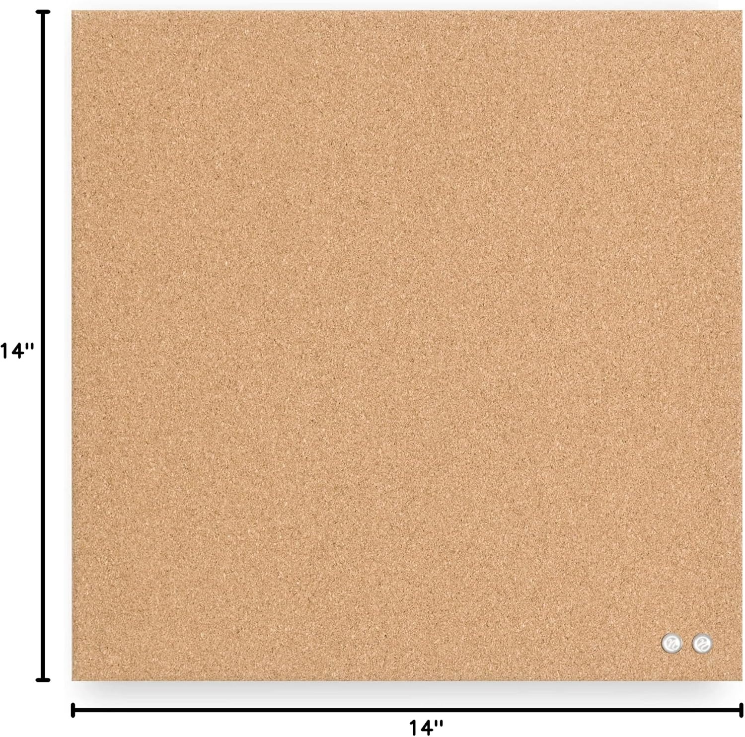 image:imageU Brands Frameless Square Cork Bulletin Board Office Supplies 14 x 14 Natural with Push Pins 1 Count