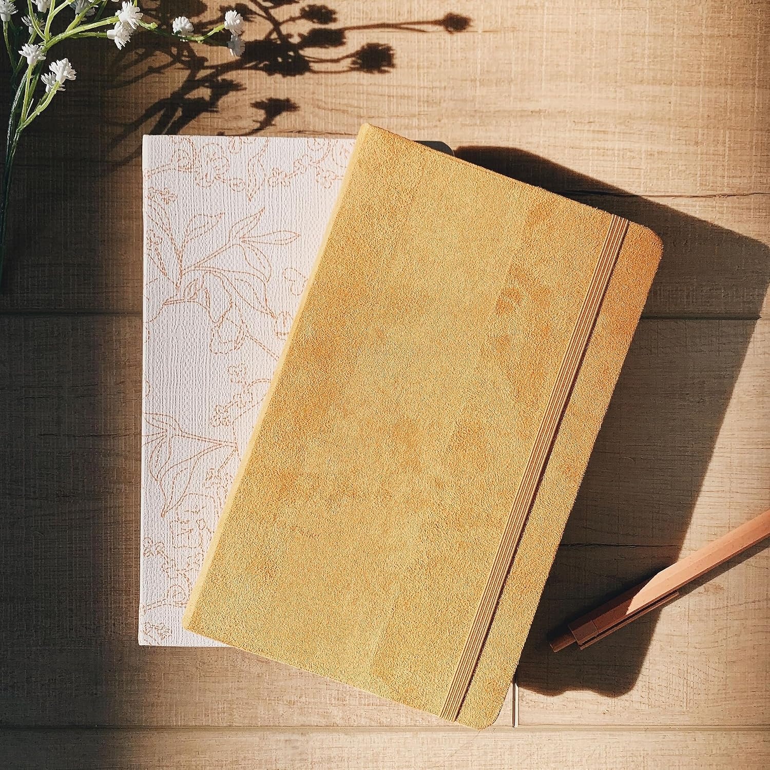 image:imageU Brands Fresh Foliage Textured and Mustard Nubuck Journal 825 by 5 Inches Office Supplies 2 Count