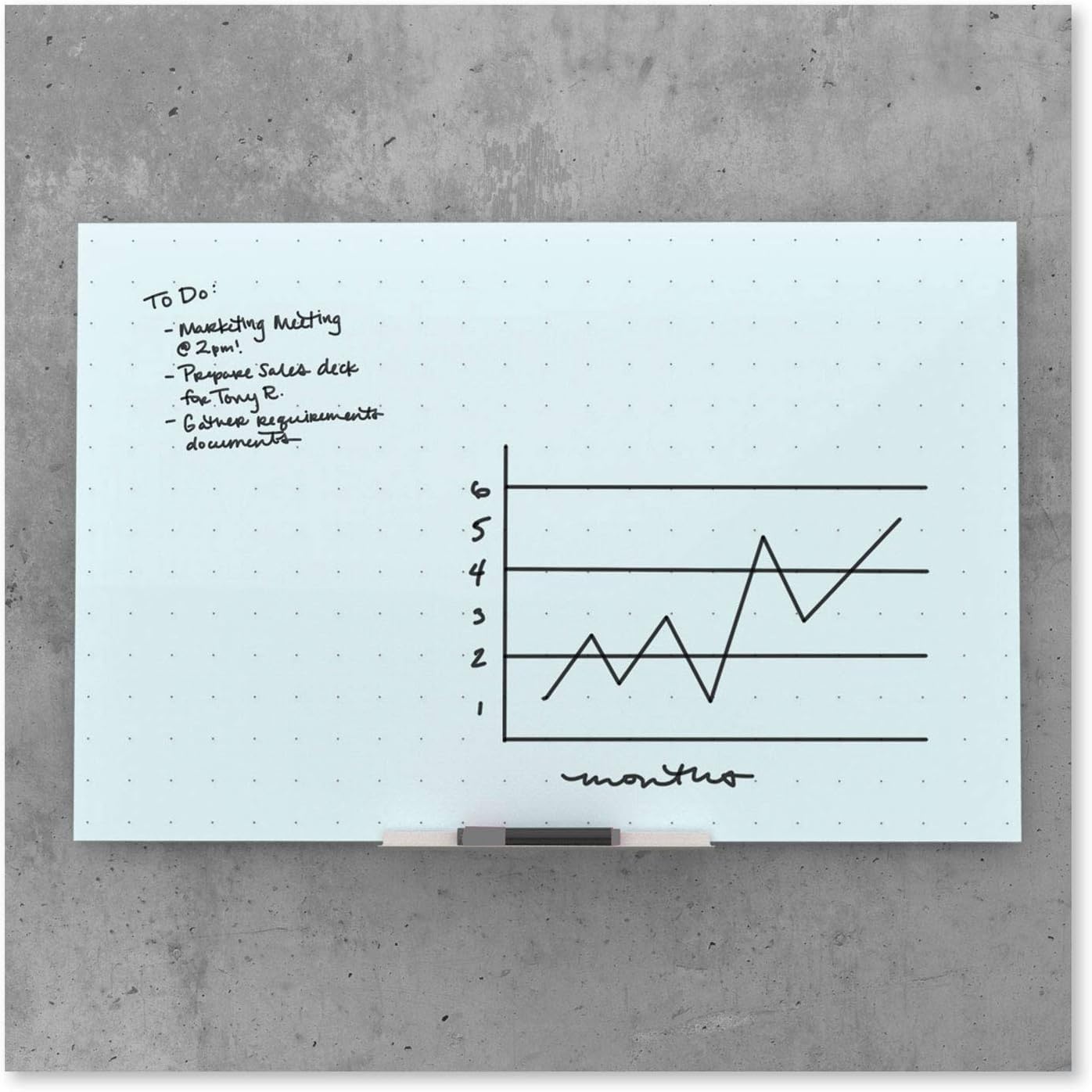 image:imageU Brands Glass Dry Erase Board 24 x 36 3x2 White Frosted Surface with Ghost Grid Frameless Includes Marker48W x 36H