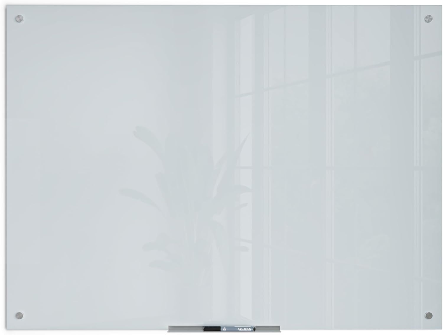 image:imageU Brands Glass Dry Erase Board 36 x 72 White Frosted Surface With Silver Grommets Includes Marker With BuiltIn Eraser48W x 36H