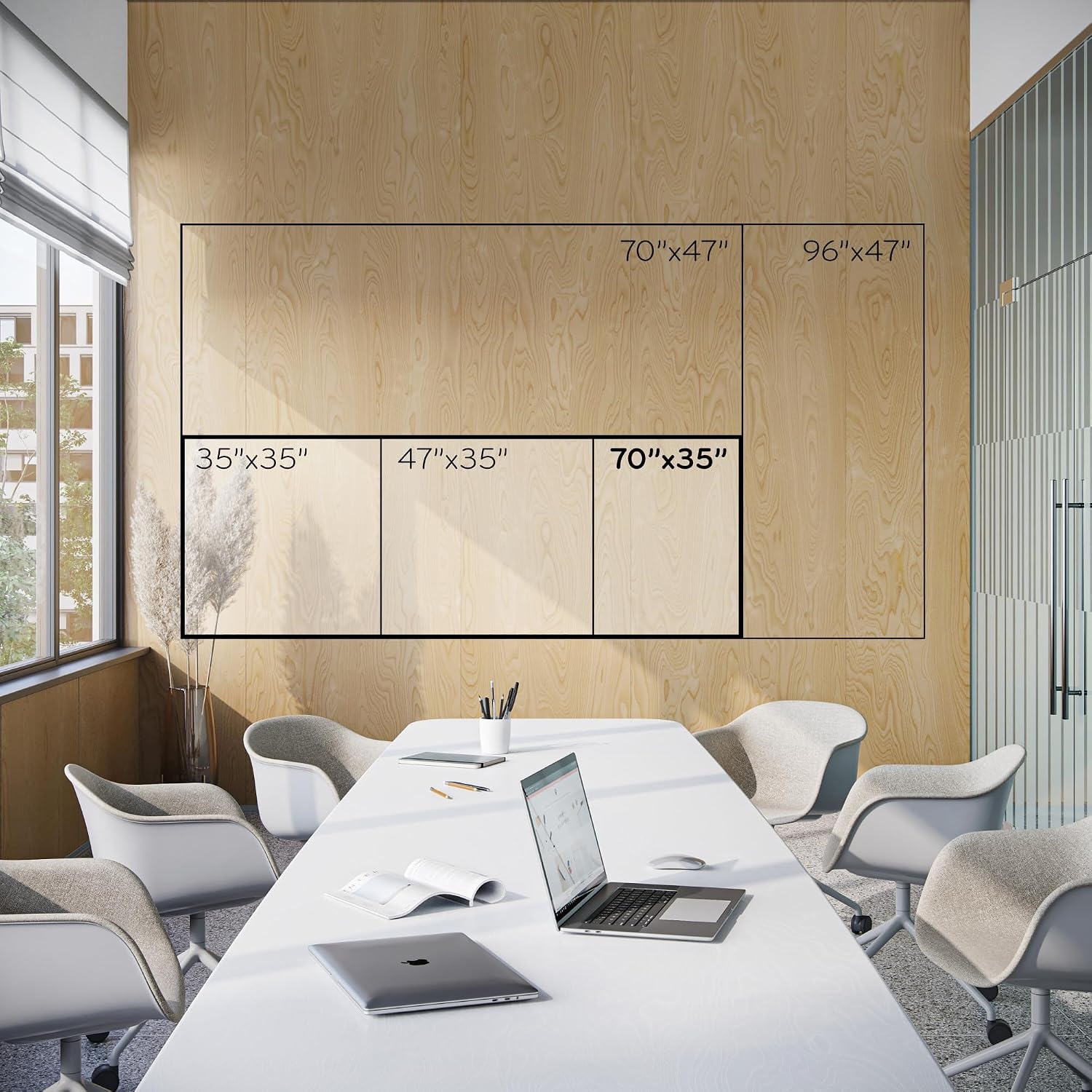 image:imageU Brands Glass Dry Erase Board 36 x 72 White Frosted Surface With Silver Grommets Includes Marker With BuiltIn Eraser72W x 36H