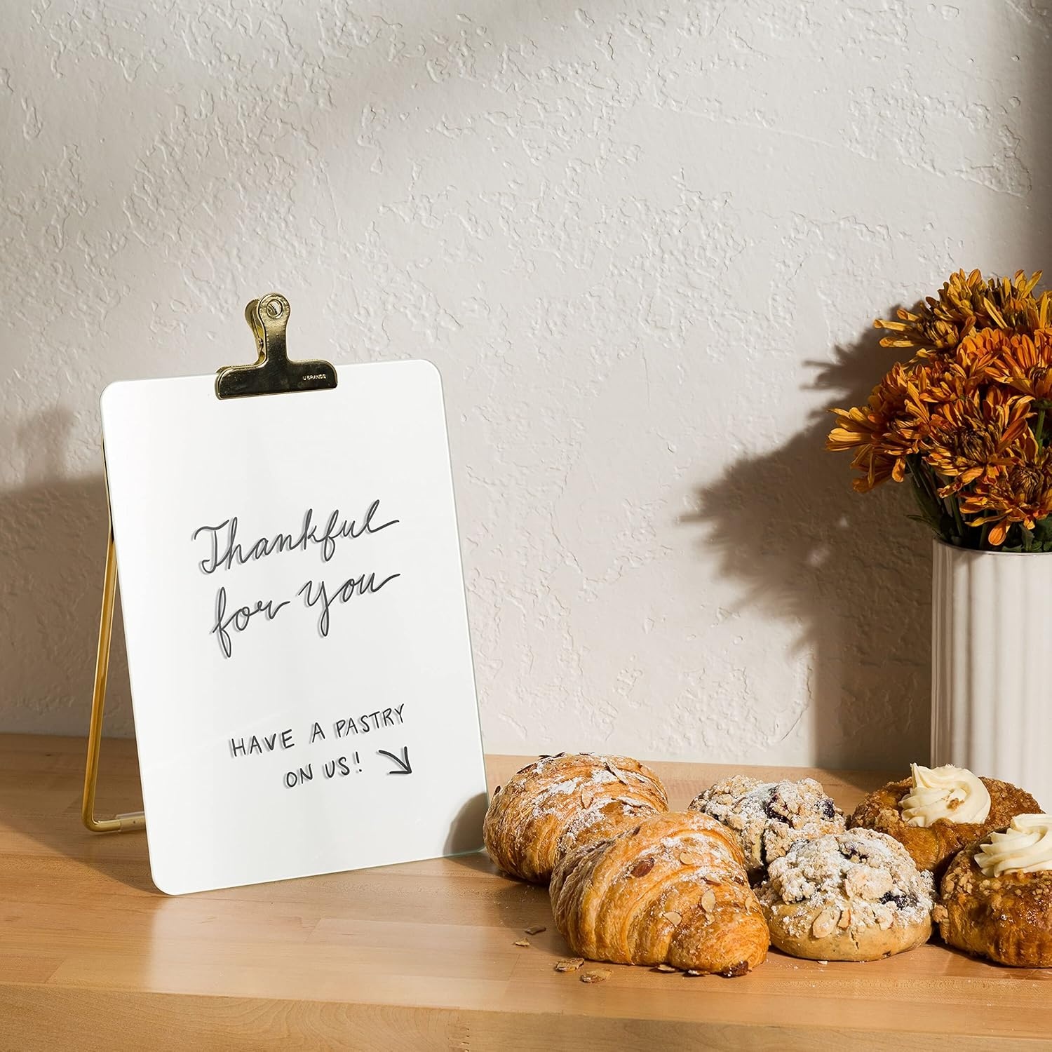 image:imageU Brands Glass DryErase Desktop Easel Tempered Glass Gold Metal Stand Removable Clip9W x 117H