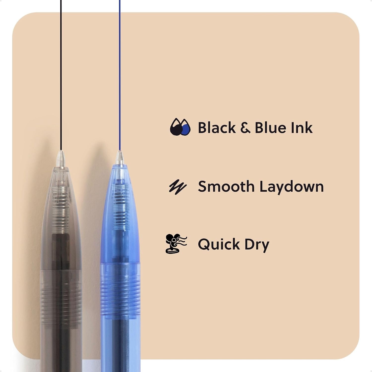 image:imageU Brands Laguna Ballpoint Pens 6 Count Foil Dots Bold 10mm Point Black InkClear Barrel Blue and Black